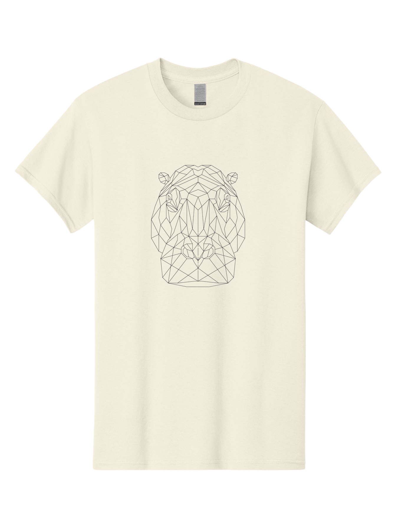 Geometric-Lion-Head Men'S Graphic Tee, 100% Cotton, Comfortable Casual Summer Wear, Machine Washable, Geometric Bear Head, Modern Art, Low Poly Style, Black And White Illustration, Minimalist Design, Abstract Animal Art, Polygon Shapes, -  Aaa704 17