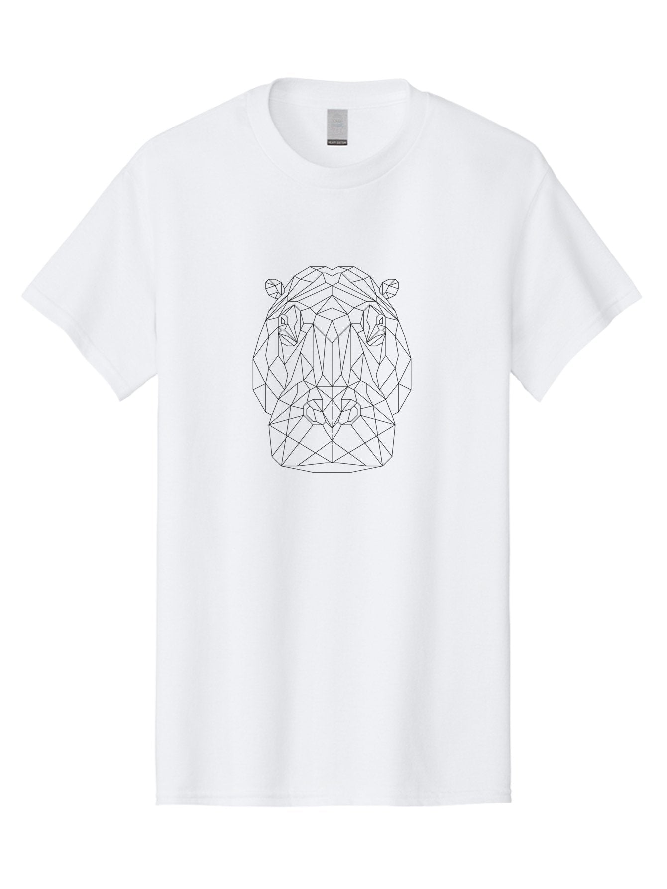 Geometric-Lion-Head Men'S Graphic Tee, 100% Cotton, Comfortable Casual Summer Wear, Machine Washable, Geometric Bear Head, Modern Art, Low Poly Style, Black And White Illustration, Minimalist Design, Abstract Animal Art, Polygon Shapes, -  Aaa704 9