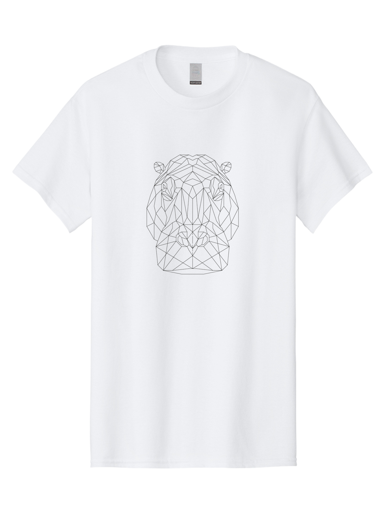 Geometric-Lion-Head Men'S Graphic Tee, 100% Cotton, Comfortable Casual Summer Wear, Machine Washable, Geometric Bear Head, Modern Art, Low Poly Style, Black And White Illustration, Minimalist Design, Abstract Animal Art, Polygon Shapes, -  Aaa704 29