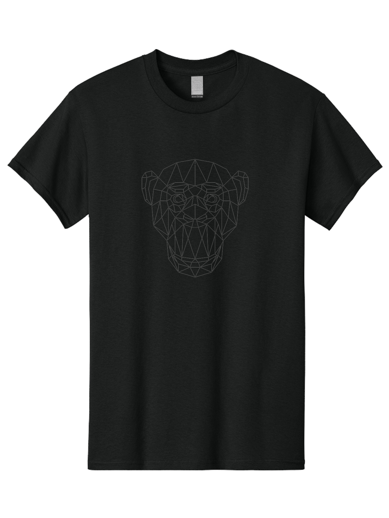 Geometric-Monkey-Face Men'S Graphic Tee, 100% Cotton, Comfortable Casual Summer Wear, Machine Washable, Geometric Art, Monkey Face, Low Poly, Wireframe Design, Abstract Animal, Modern Illustration, Minimalist Style, Digital Artwork, -  Aaa705