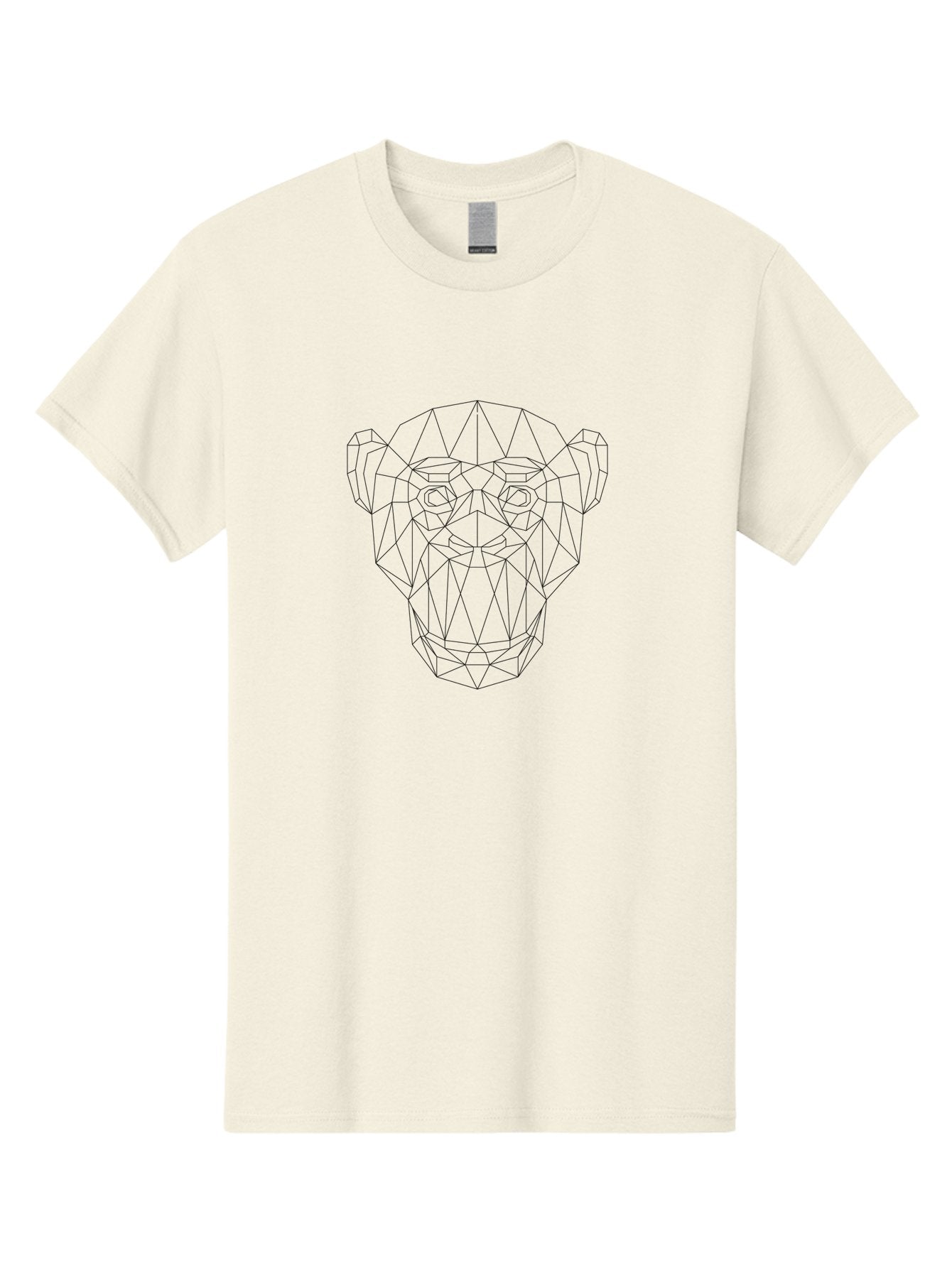 Geometric-Monkey-Face Men'S Graphic Tee, 100% Cotton, Comfortable Casual Summer Wear, Machine Washable, Geometric Art, Monkey Face, Low Poly, Wireframe Design, Abstract Animal, Modern Illustration, Minimalist Style, Digital Artwork, -  Aaa705 12
