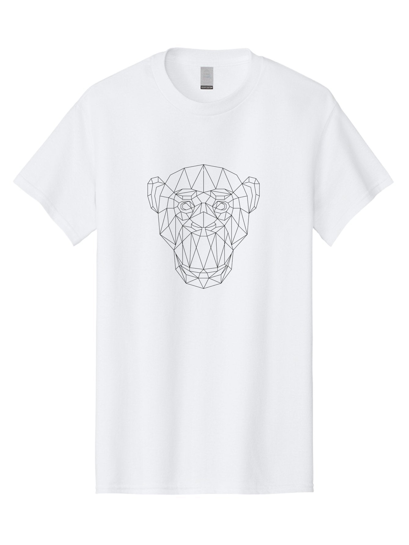 Geometric-Monkey-Face Men'S Graphic Tee, 100% Cotton, Comfortable Casual Summer Wear, Machine Washable, Geometric Art, Monkey Face, Low Poly, Wireframe Design, Abstract Animal, Modern Illustration, Minimalist Style, Digital Artwork, -  Aaa705 9