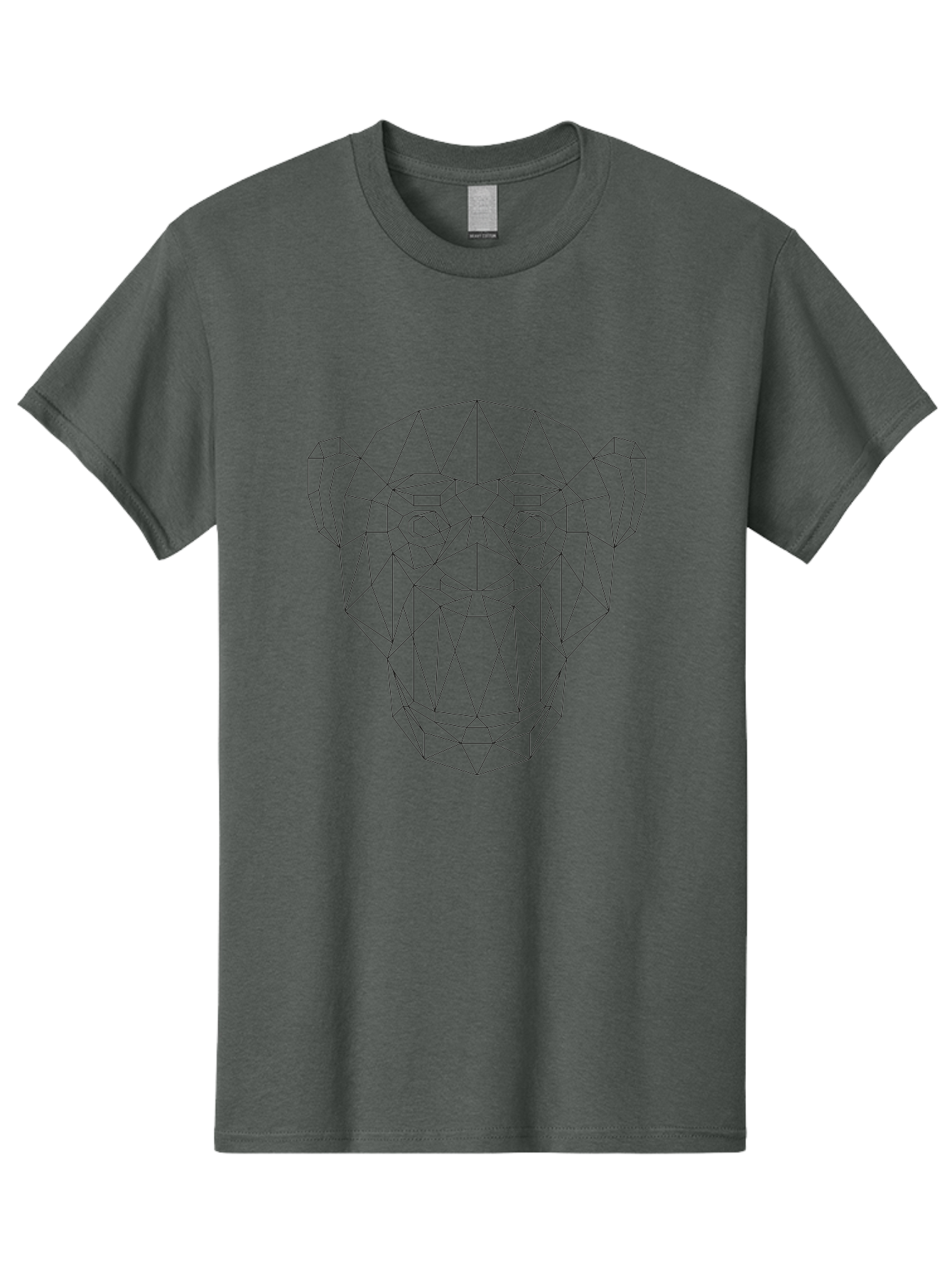 Geometric-Monkey-Head Men'S Graphic Tee, 100% Cotton, Comfortable Casual Summer Wear, Machine Washable, Low Poly Art, Geometric Monkey Face, Wireframe Design, Minimalist Style, Modern Graphics, Abstract Animal, Digital Illustration, -  Aaa706 3