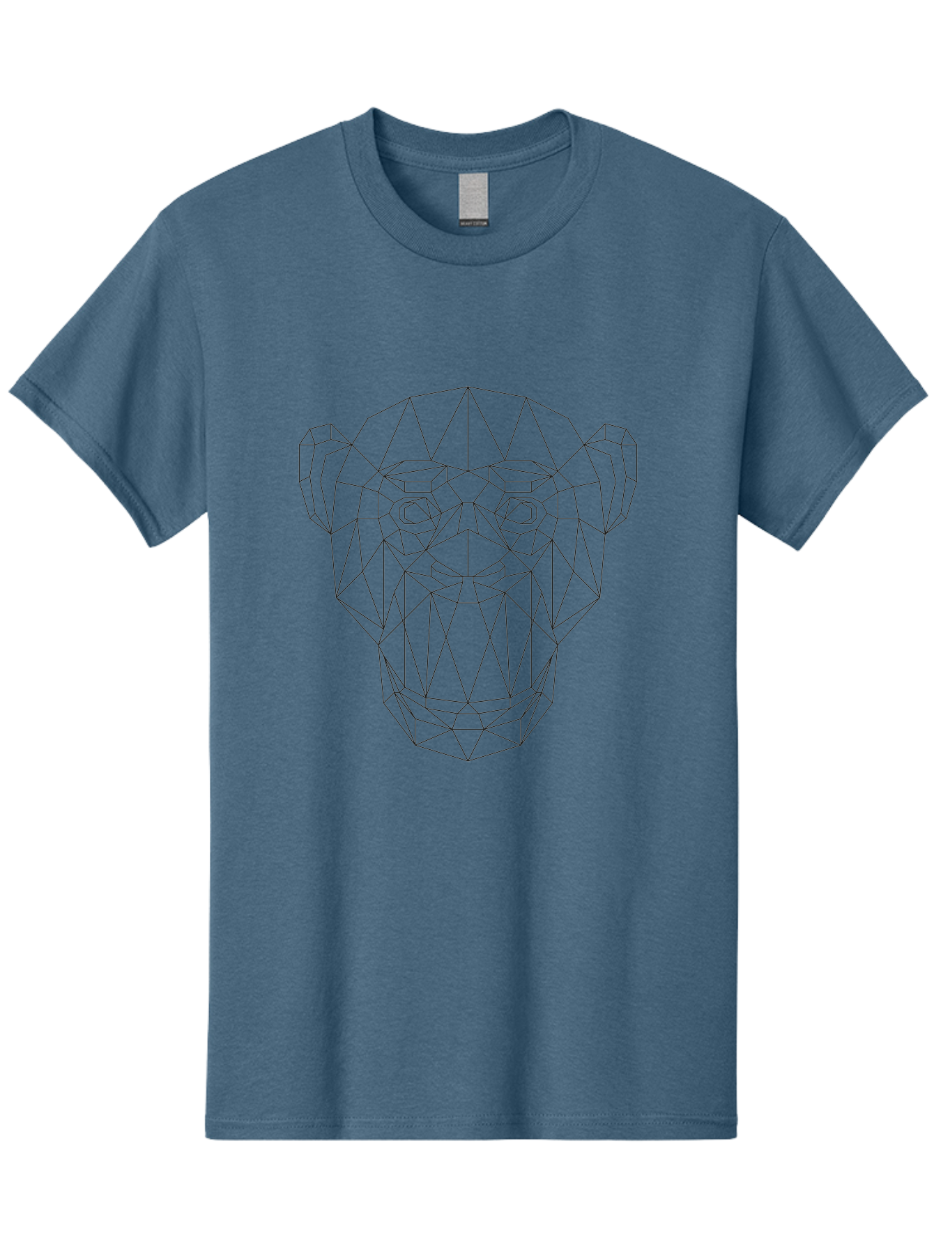 Geometric-Monkey-Head Men'S Graphic Tee, 100% Cotton, Comfortable Casual Summer Wear, Machine Washable, Low Poly Art, Geometric Monkey Face, Wireframe Design, Minimalist Style, Modern Graphics, Abstract Animal, Digital Illustration, -  Aaa706 11