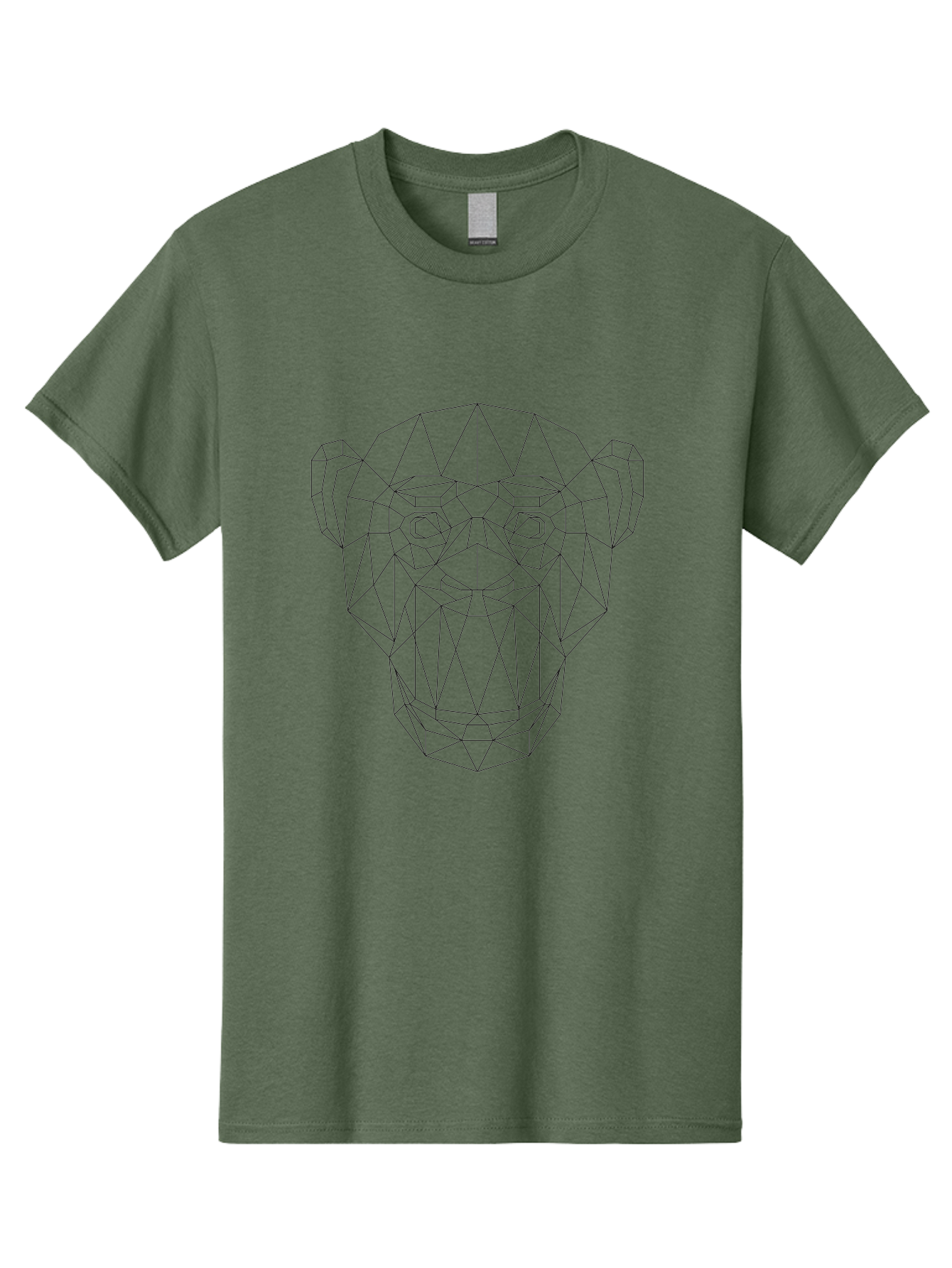 Geometric-Monkey-Head Men'S Graphic Tee, 100% Cotton, Comfortable Casual Summer Wear, Machine Washable, Low Poly Art, Geometric Monkey Face, Wireframe Design, Minimalist Style, Modern Graphics, Abstract Animal, Digital Illustration, -  Aaa706 15