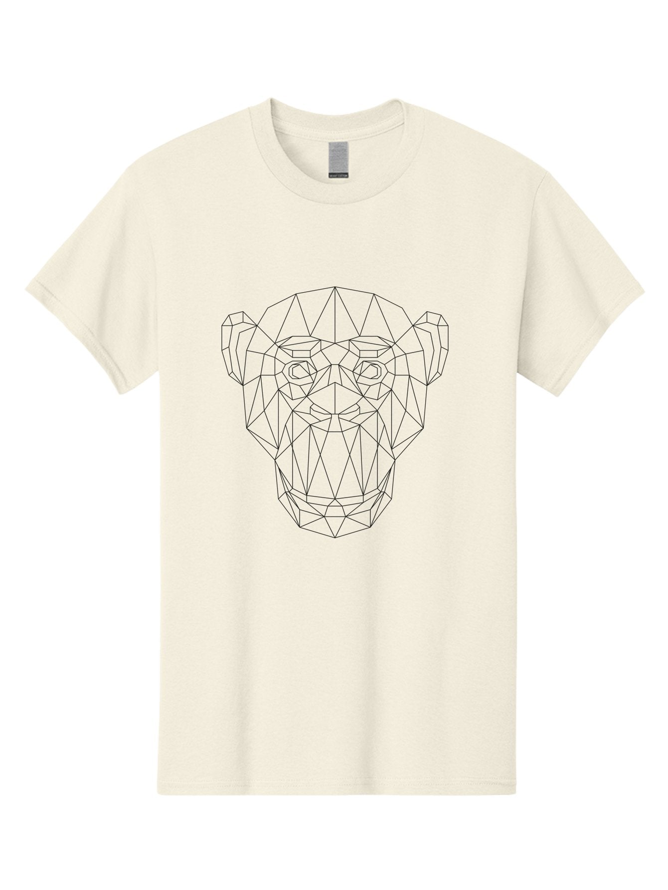 Geometric-Monkey-Head Men'S Graphic Tee, 100% Cotton, Comfortable Casual Summer Wear, Machine Washable, Low Poly Art, Geometric Monkey Face, Wireframe Design, Minimalist Style, Modern Graphics, Abstract Animal, Digital Illustration, -  Aaa706 6