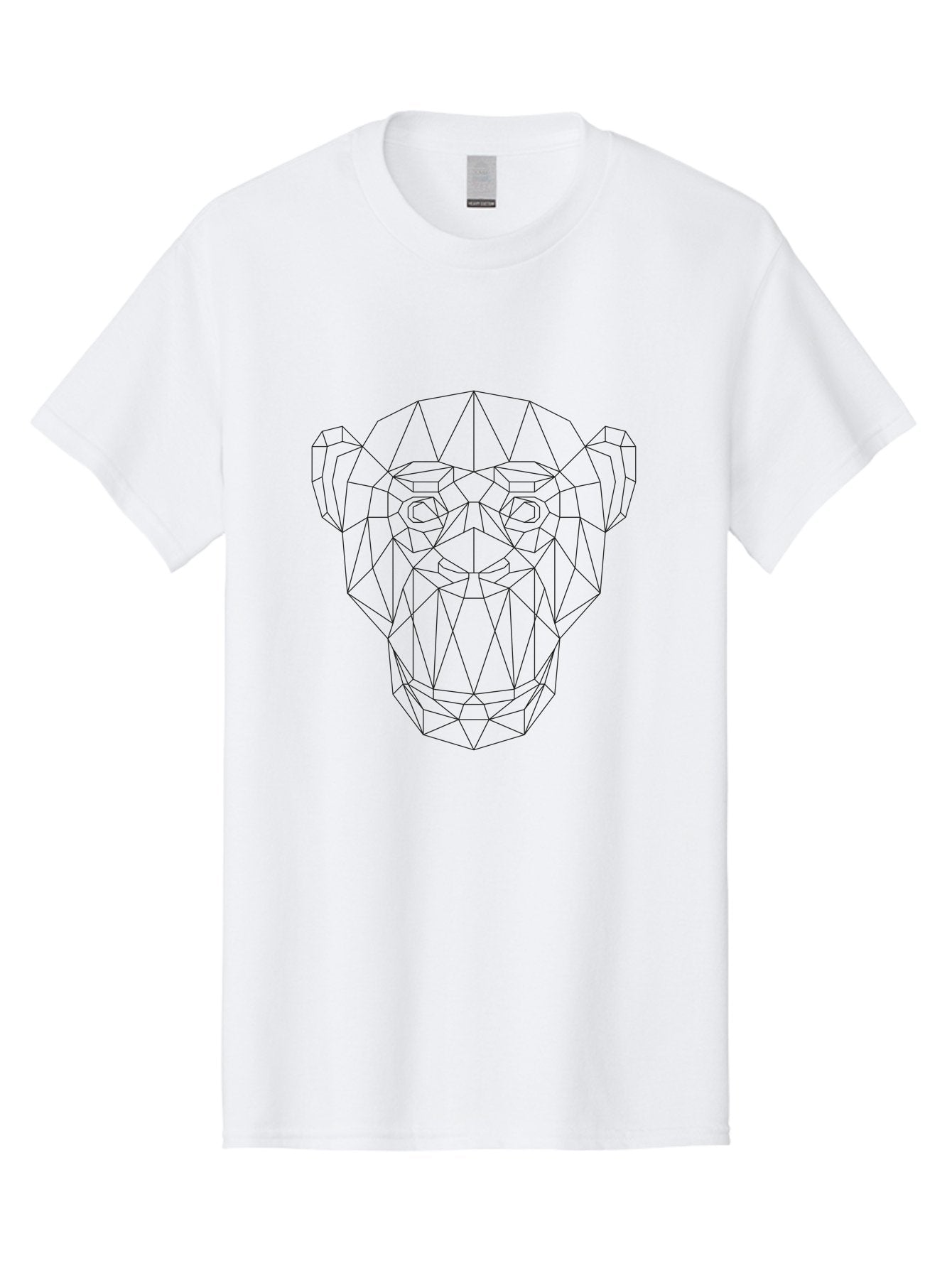 Geometric-Monkey-Head Men'S Graphic Tee, 100% Cotton, Comfortable Casual Summer Wear, Machine Washable, Low Poly Art, Geometric Monkey Face, Wireframe Design, Minimalist Style, Modern Graphics, Abstract Animal, Digital Illustration, -  Aaa706 12