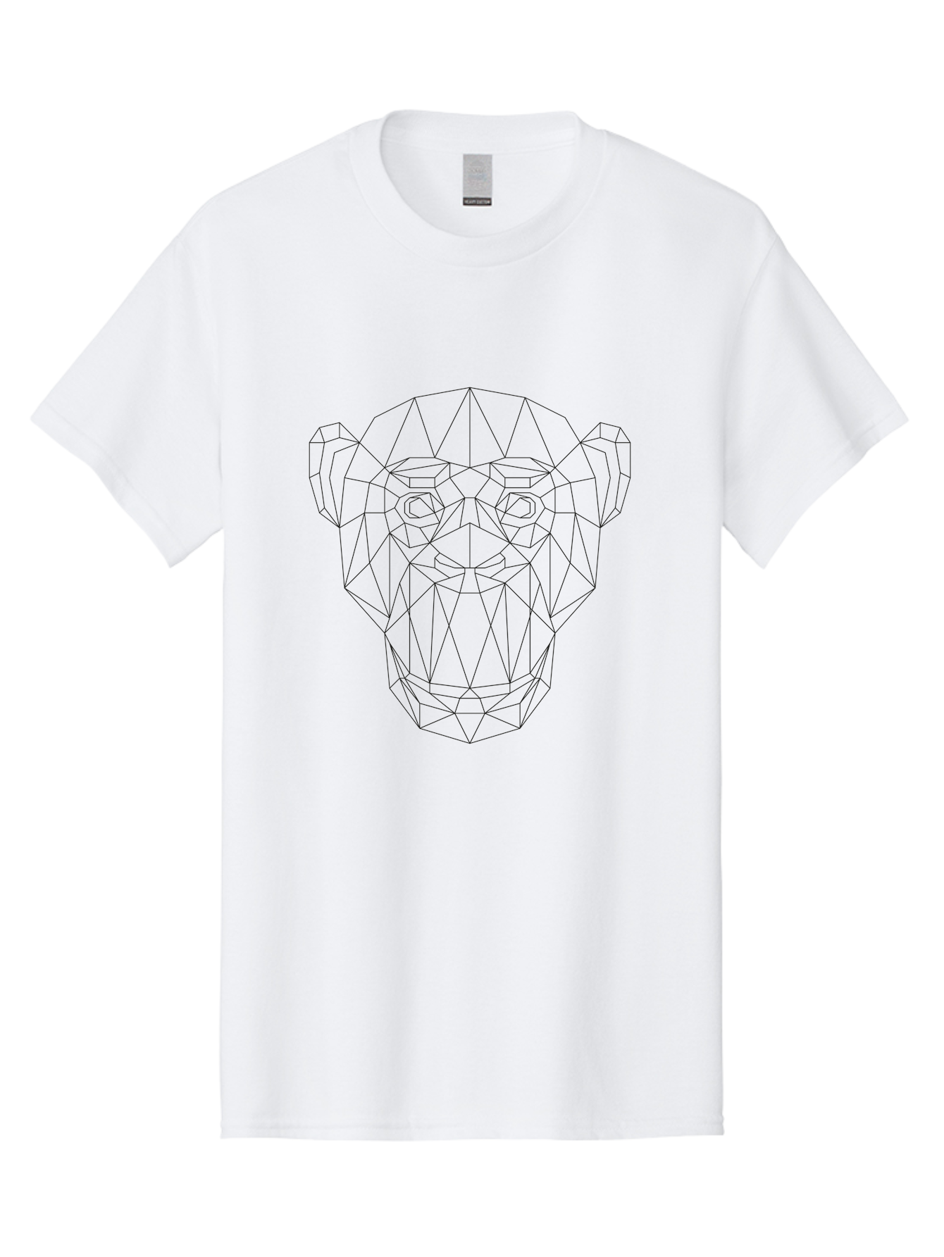 Geometric-Monkey-Head Men'S Graphic Tee, 100% Cotton, Comfortable Casual Summer Wear, Machine Washable, Low Poly Art, Geometric Monkey Face, Wireframe Design, Minimalist Style, Modern Graphics, Abstract Animal, Digital Illustration, -  Aaa706 29