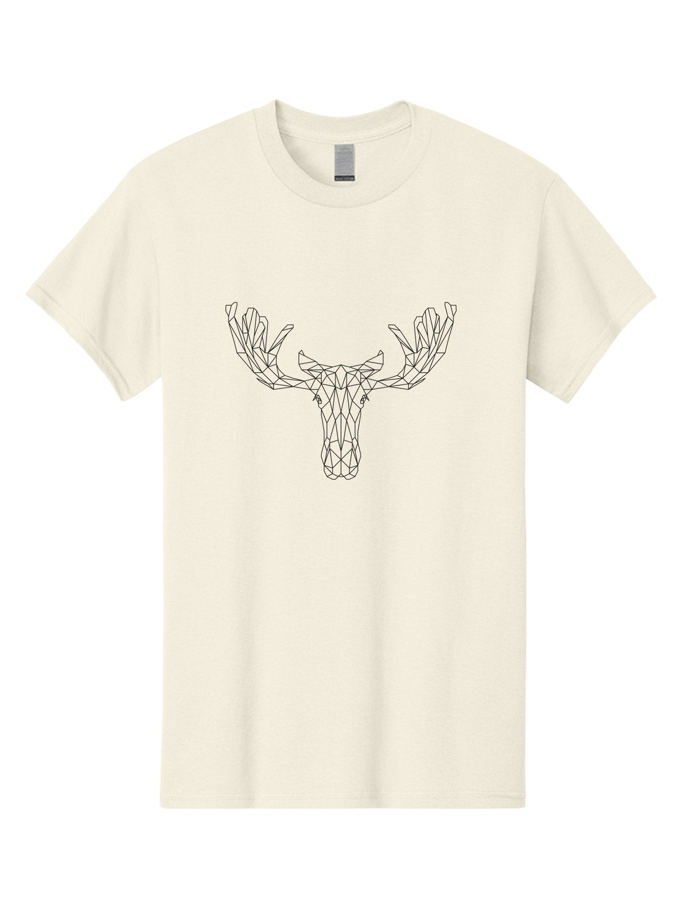 Geometric-Moose-Head Men'S Graphic Tee, 100% Cotton, Comfortable Casual Summer Wear, Machine Washable, Geometric Moose Head, Low Poly Art, Wireframe Design, Minimalist Style, Modern Graphics, Animal Illustration, Abstract Art -  Aaa707 4