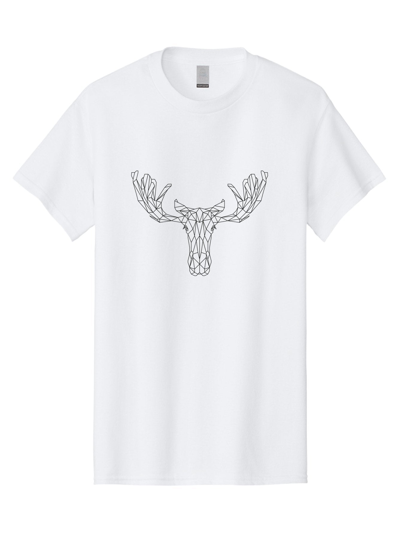 Geometric-Moose-Head Men'S Graphic Tee, 100% Cotton, Comfortable Casual Summer Wear, Machine Washable, Geometric Moose Head, Low Poly Art, Wireframe Design, Minimalist Style, Modern Graphics, Animal Illustration, Abstract Art -  Aaa707 11
