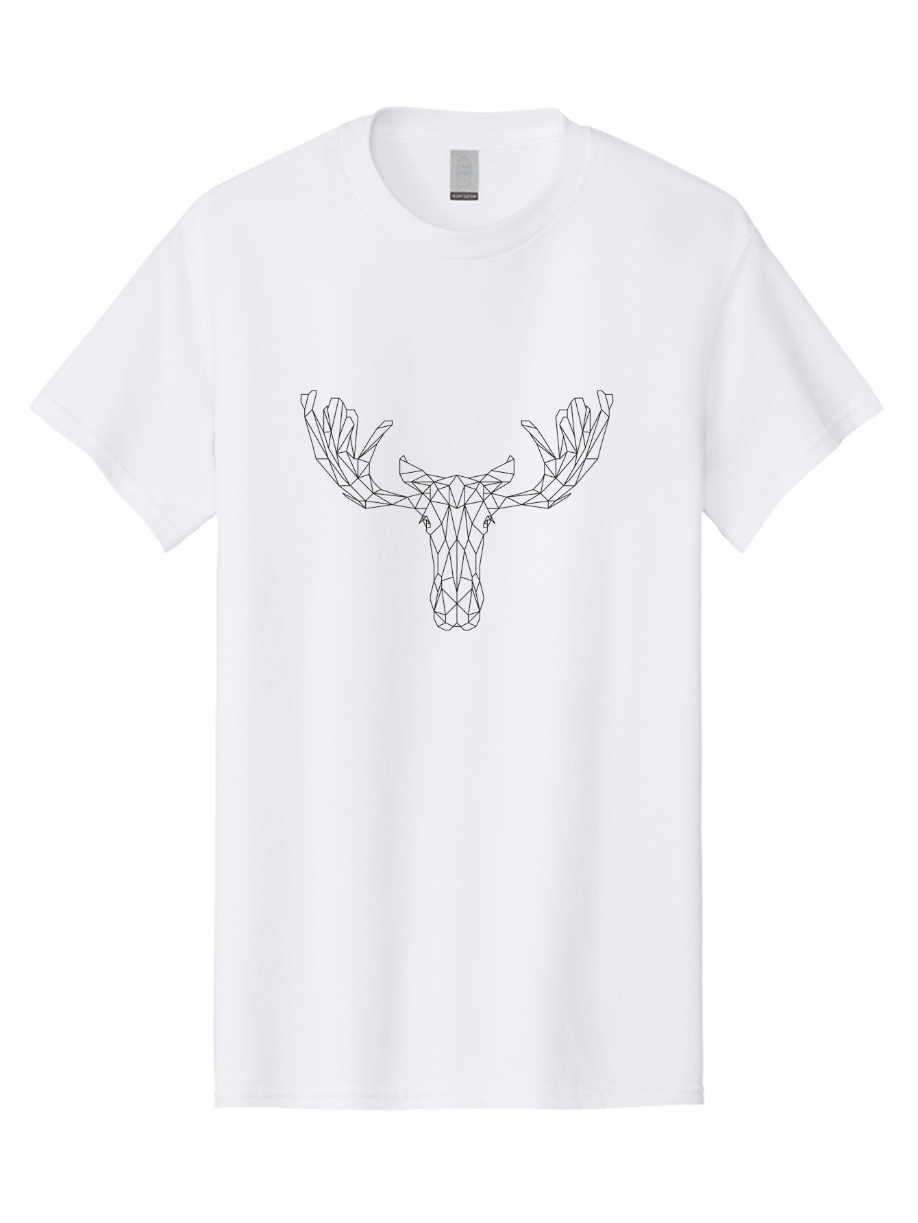 Geometric-Moose-Head Men'S Graphic Tee, 100% Cotton, Comfortable Casual Summer Wear, Machine Washable, Geometric Moose Head, Low Poly Art, Wireframe Design, Minimalist Style, Modern Graphics, Animal Illustration, Abstract Art -  Aaa707 29