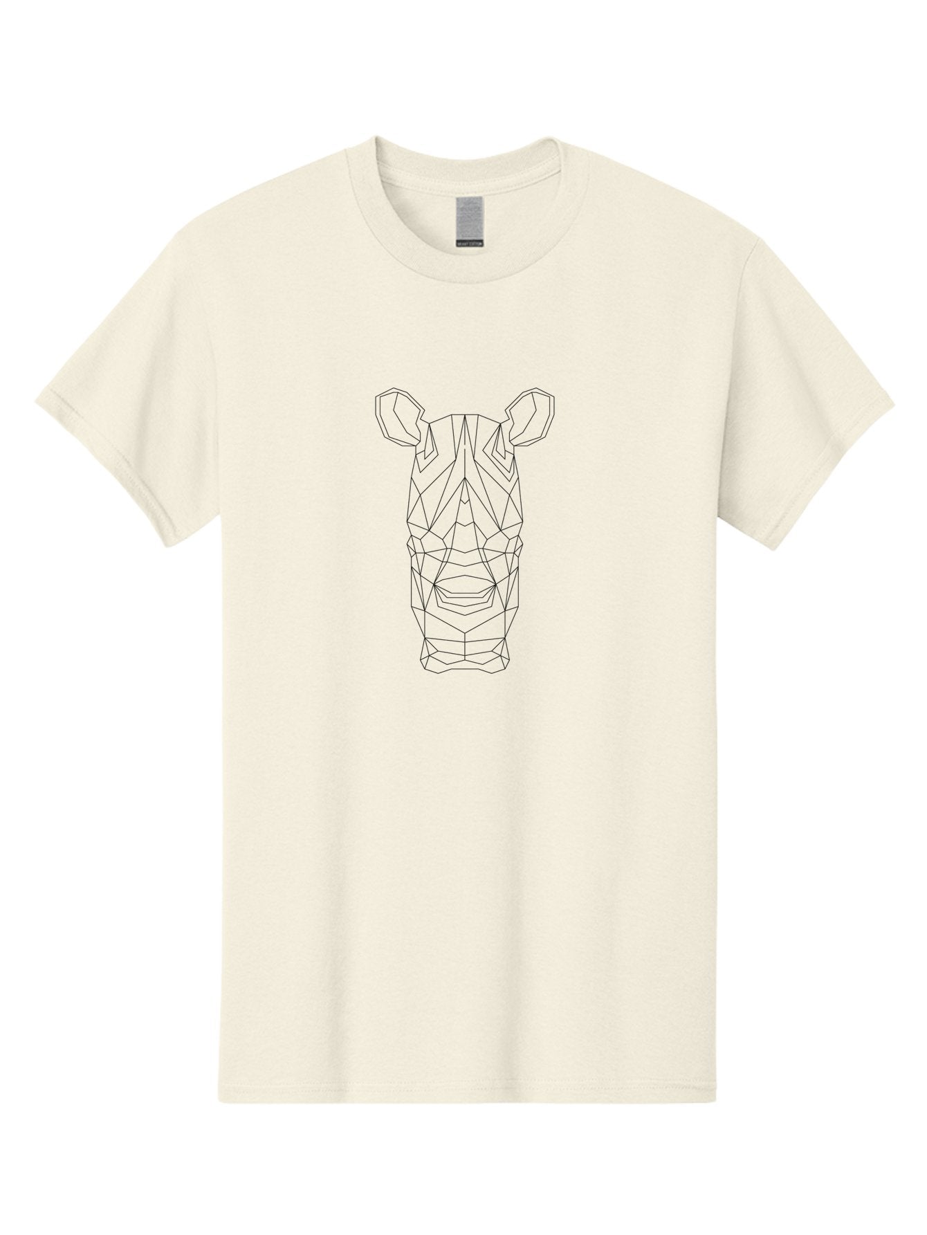 Geometric-Rhino-Head Men'S Graphic Tee, 100% Cotton, Comfortable Casual Summer Wear, Machine Washable, Geometric Art, Rhinoceros, Wildlife, Abstract Design, Modern Illustration, Minimalist Style, Black And White, Low Poly, Animal Art, -  Aaa710 4