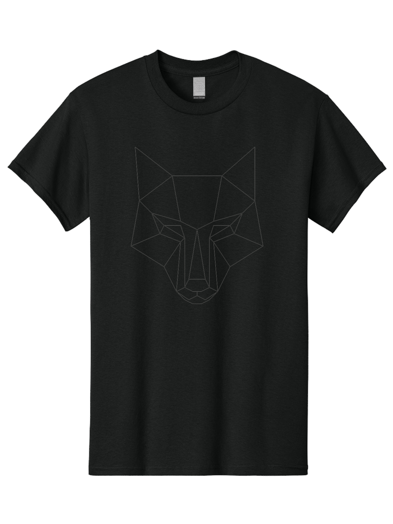Geometric-Wolf-Head-4 Men'S Graphic Tee, 100% Cotton, Comfortable Casual Summer Wear, Machine Washable, Geometric Art, Wolf Face, Low Poly, Modern Design, Minimalist Style, Black Lines, Abstract Animal, Wildlife Inspiration, -  Aaa716