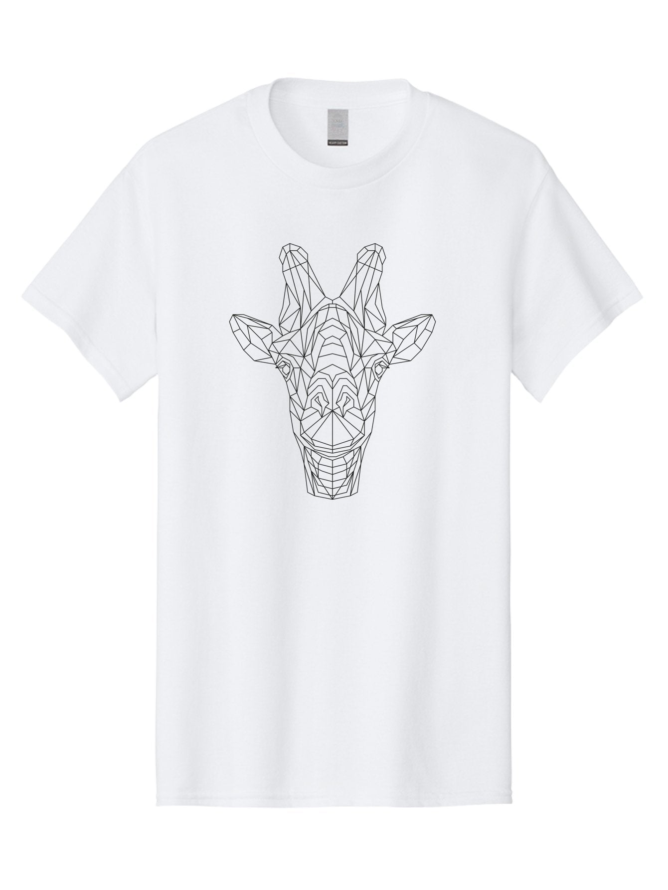Giraffe-Head Men'S Graphic Tee, 100% Cotton, Comfortable Casual Summer Wear, Machine Washable, Giraffe Head, Wireframe Design, Low Poly Art, Minimalist Style, Animal Portrait, Geometric Shapes, Modern Graphic, Digital Illustration, -  Aaa719 13