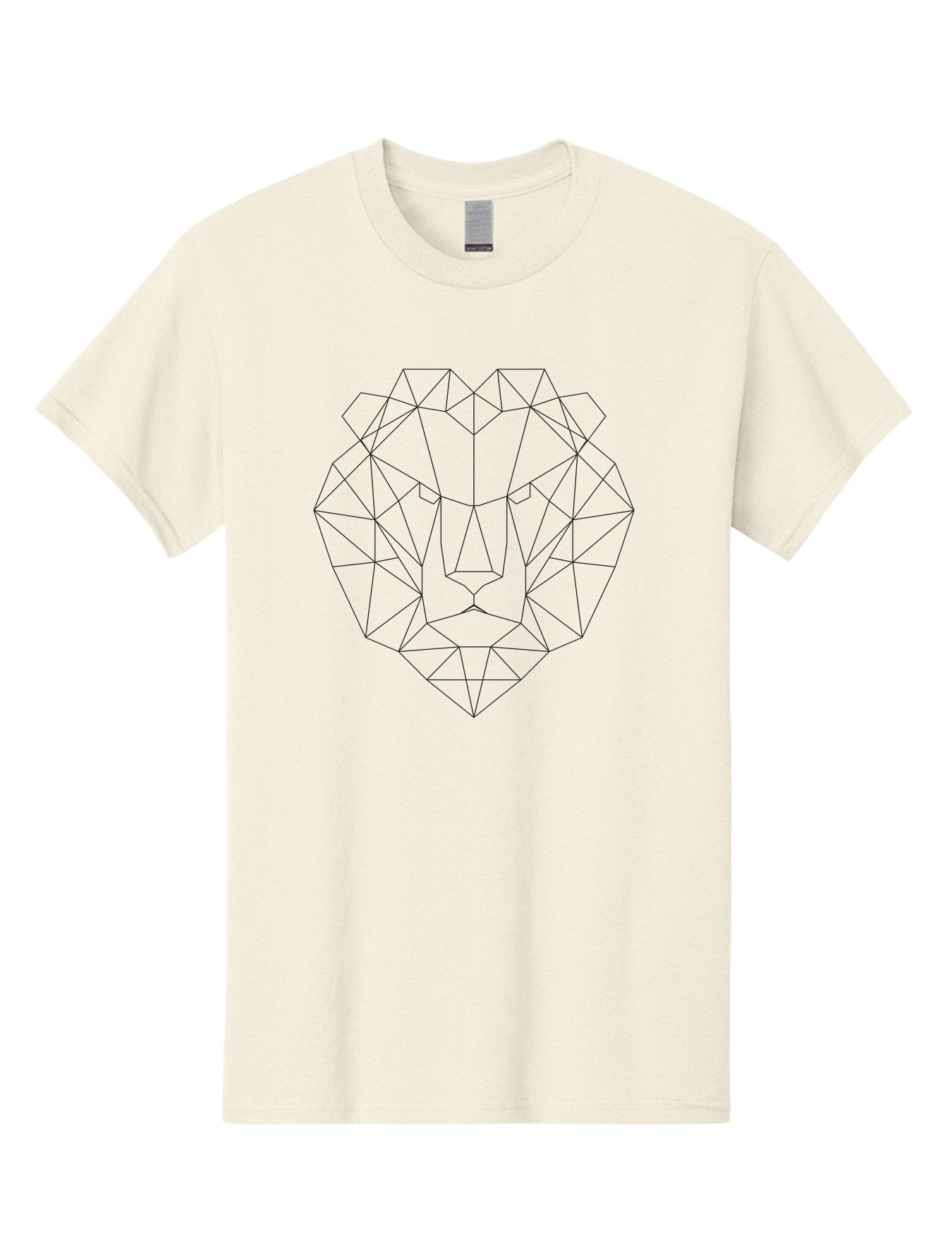 Lion-Head Men'S Graphic Tee, 100% Cotton, Comfortable Casual Summer Wear, Machine Washable, Geometric Lion Head, Wireframe Art, Low Poly Design, Modern Illustration, Abstract Animal Art, Minimalist Graphics, Black Outline, Stylized Lion -  Aaa724 12