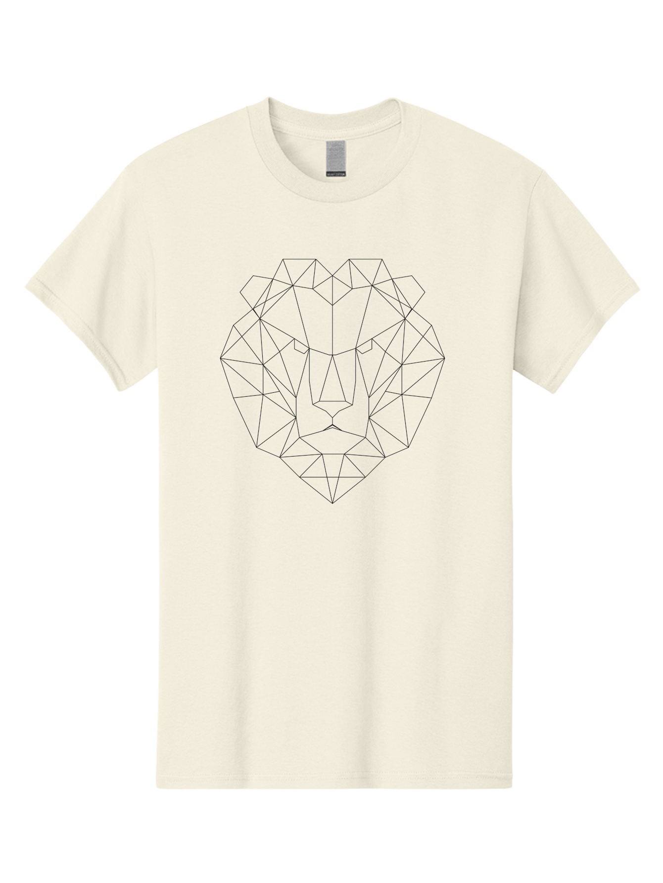 Lion-Head Men'S Graphic Tee, 100% Cotton, Comfortable Casual Summer Wear, Machine Washable, Geometric Lion Head, Wireframe Art, Low Poly Design, Modern Illustration, Abstract Animal Art, Minimalist Graphics, Black Outline, Stylized Lion -  Aaa724 17