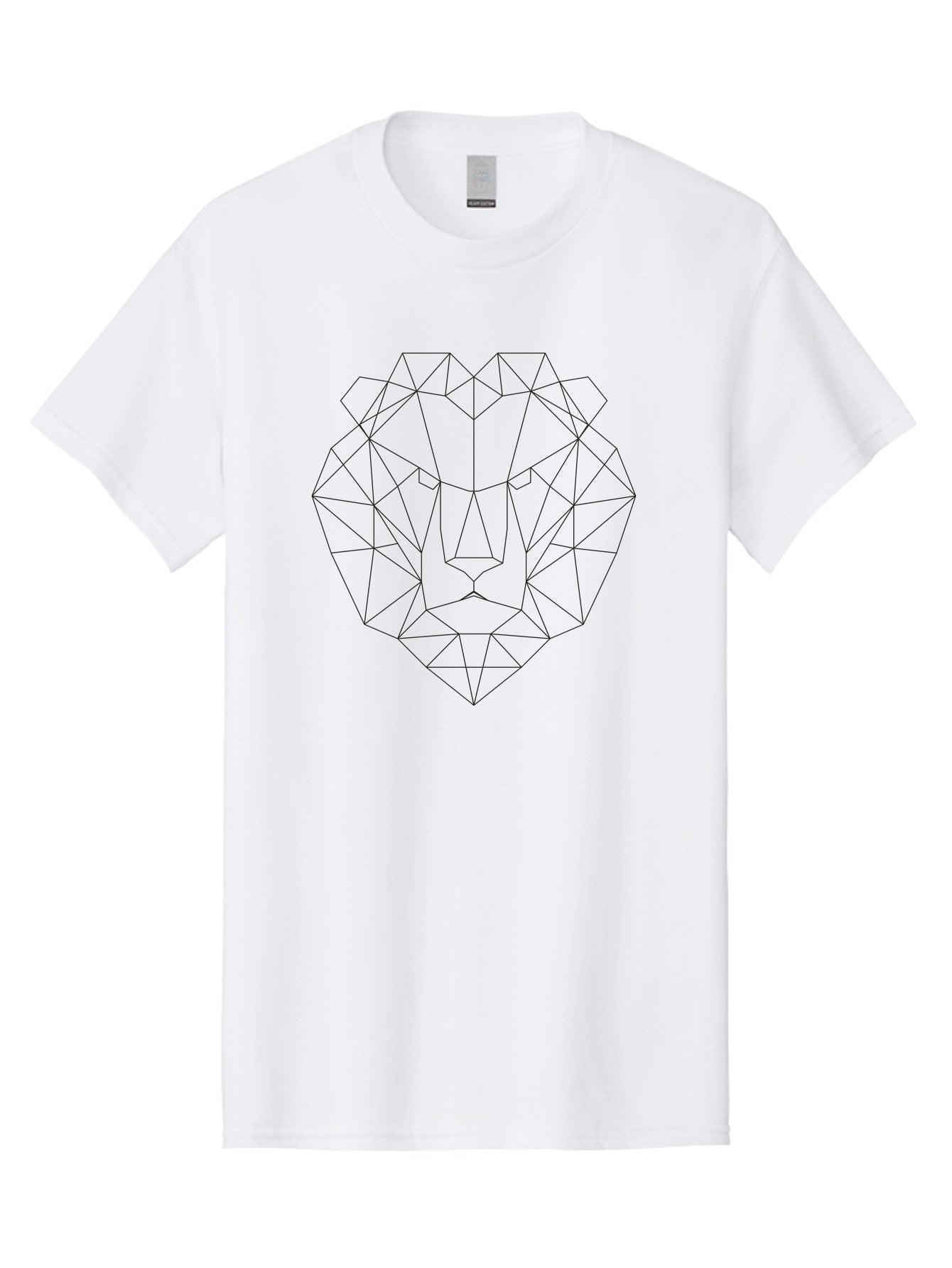 Lion-Head Men'S Graphic Tee, 100% Cotton, Comfortable Casual Summer Wear, Machine Washable, Geometric Lion Head, Wireframe Art, Low Poly Design, Modern Illustration, Abstract Animal Art, Minimalist Graphics, Black Outline, Stylized Lion -  Aaa724 5