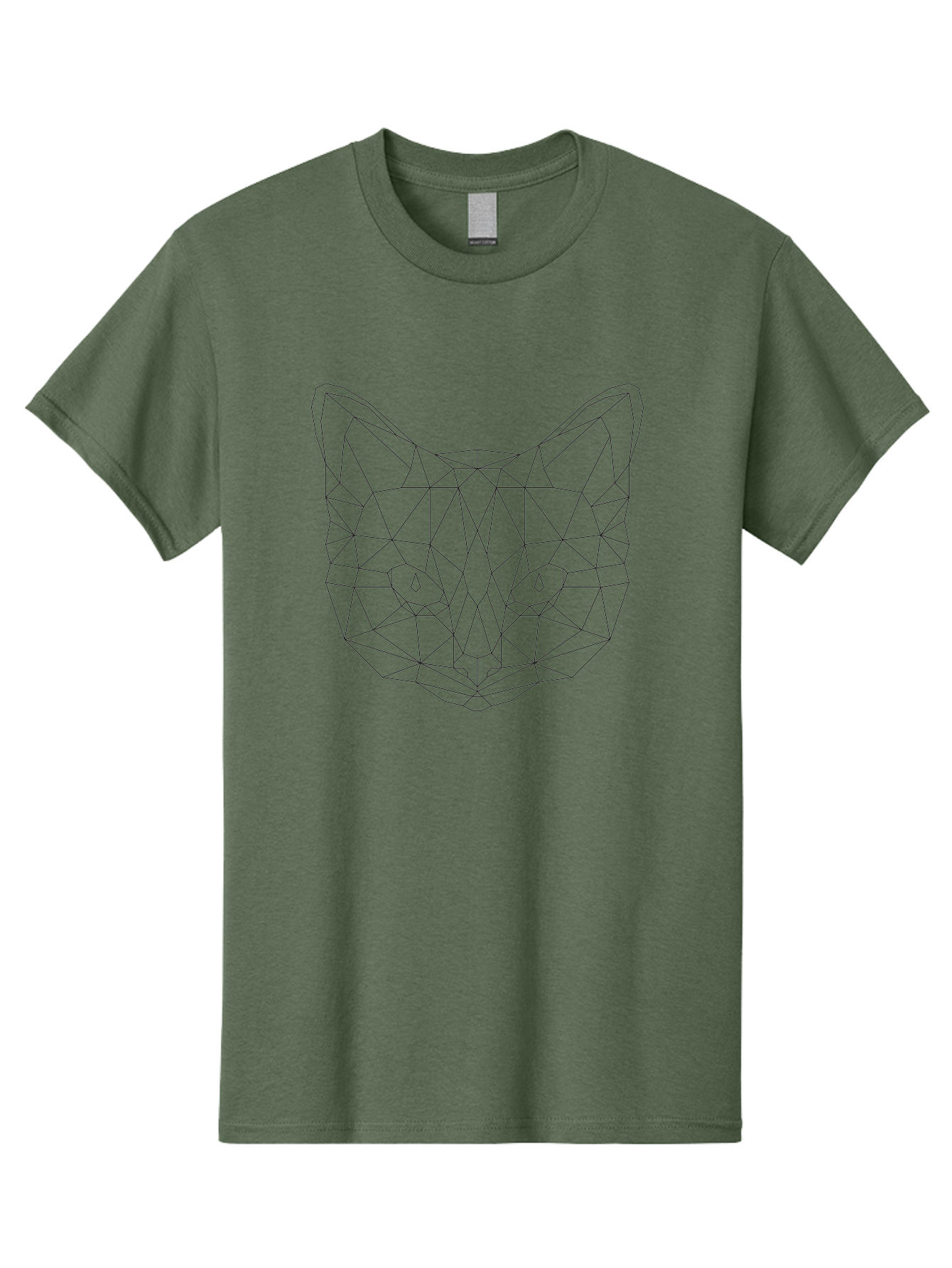 Low-Poly-Cat-Face Men'S Graphic Tee, 100% Cotton, Comfortable Casual Summer Wear, Machine Washable, Low-Poly Cat Face, Geometric Cat Design, Minimalist Cat Illustration, Modern Cat Art, Cat Face Outline, Polygonal Cat Shape, Cat Eyes, -  Aaa725