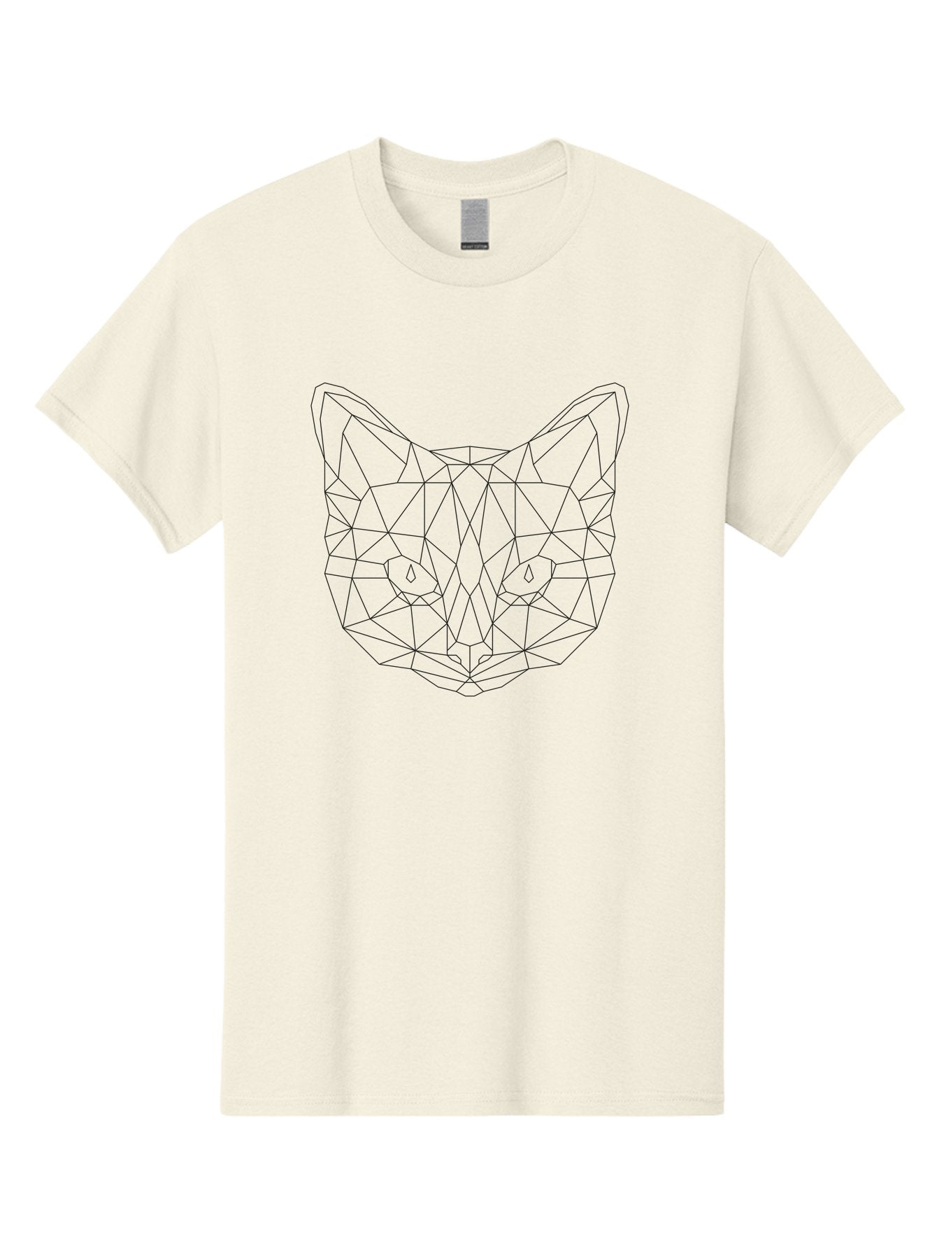 Low-Poly-Cat-Face Men'S Graphic Tee, 100% Cotton, Comfortable Casual Summer Wear, Machine Washable, Low-Poly Cat Face, Geometric Cat Design, Minimalist Cat Illustration, Modern Cat Art, Cat Face Outline, Polygonal Cat Shape, Cat Eyes, -  Aaa725