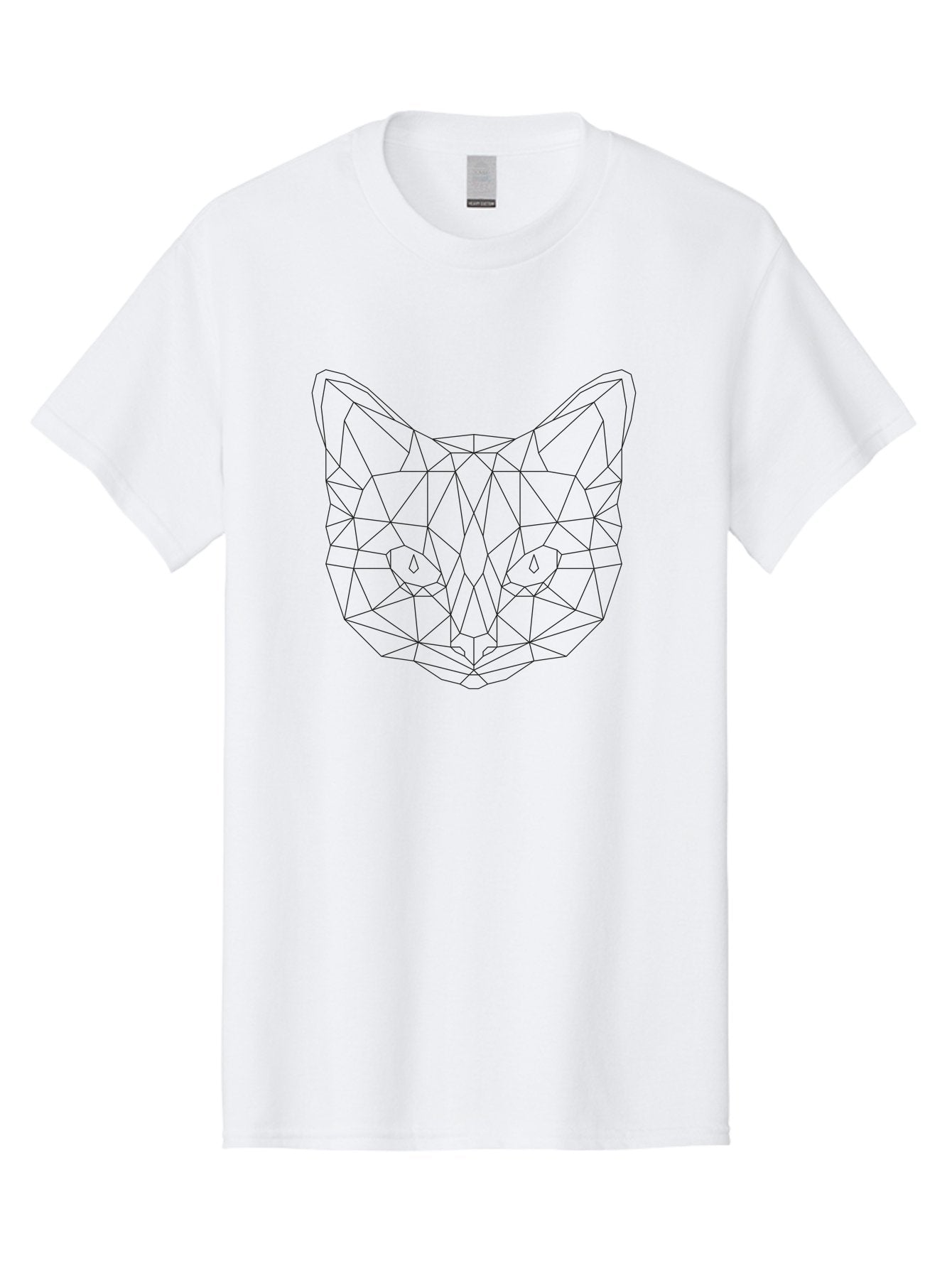 Low-Poly-Cat-Face Men'S Graphic Tee, 100% Cotton, Comfortable Casual Summer Wear, Machine Washable, Low-Poly Cat Face, Geometric Cat Design, Minimalist Cat Illustration, Modern Cat Art, Cat Face Outline, Polygonal Cat Shape, Cat Eyes, -  Aaa725 9