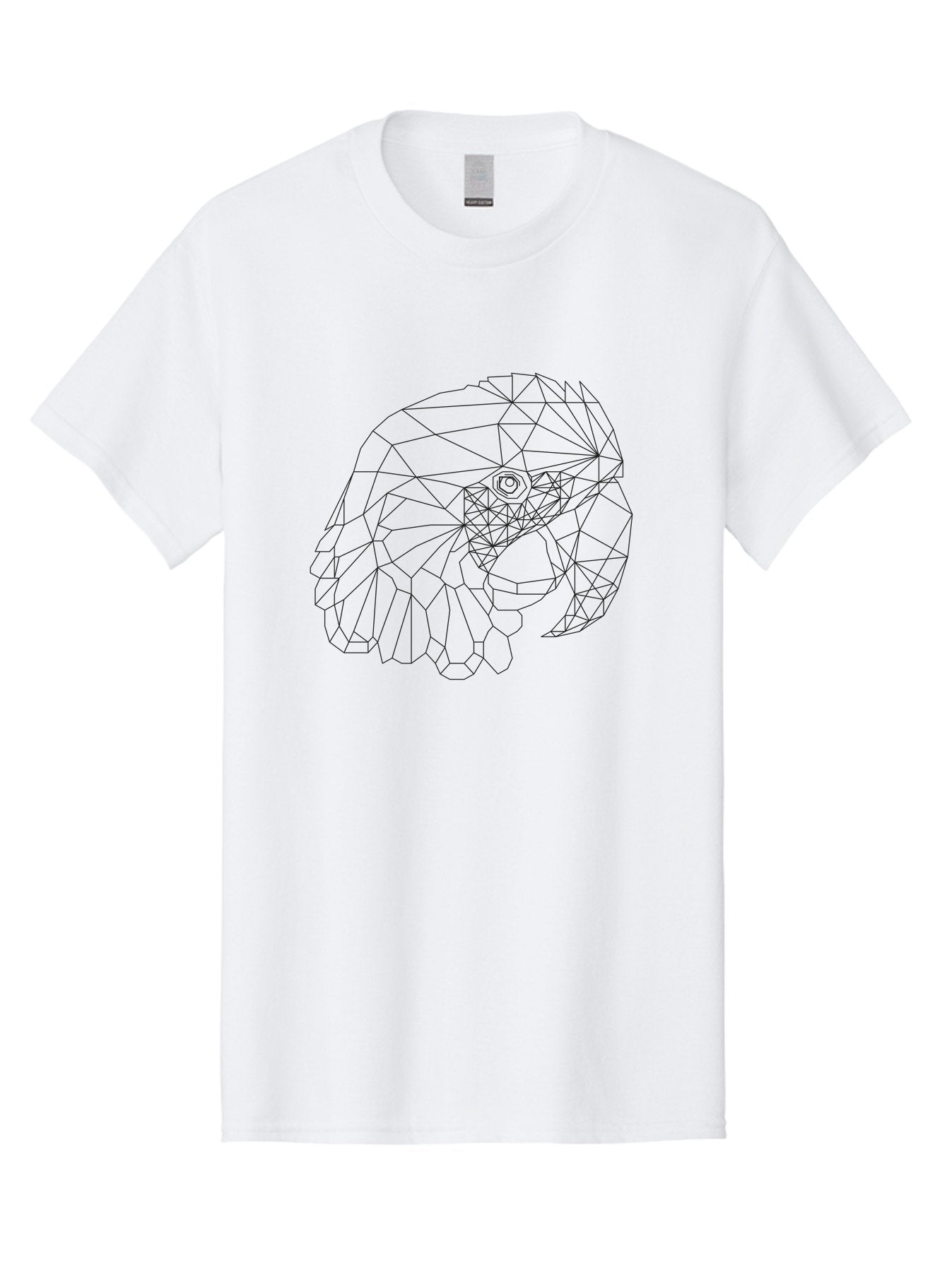 Low-Poly-Elephant-Head Men'S Graphic Tee, 100% Cotton, Comfortable Casual Summer Wear, Machine Washable, Low Poly Art, Geometric Design, Ram Skull Illustration, Abstract Animal Art, Minimalist Design, Modern Artwork, Stylized Ram Head, -  Aaa727