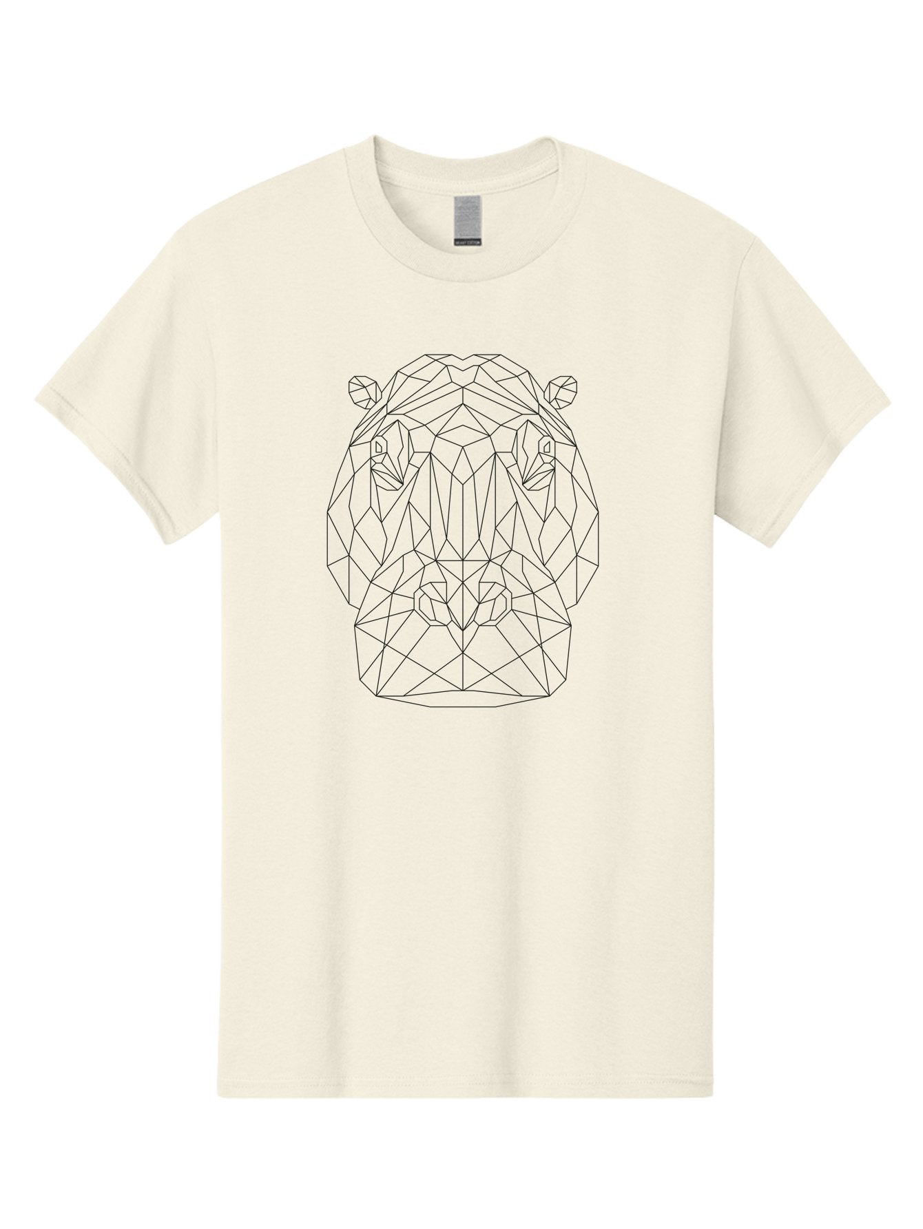 Low-Poly-Hippo-Head Men'S Graphic Tee, 100% Cotton, Comfortable Casual Summer Wear, Machine Washable, Geometric Bear, Linear Art, Minimalist Design, Low Poly Style, Animal Illustration, Abstract Shape, Modern Graphic, Wildlife Silhouette, -  Aaa728 7