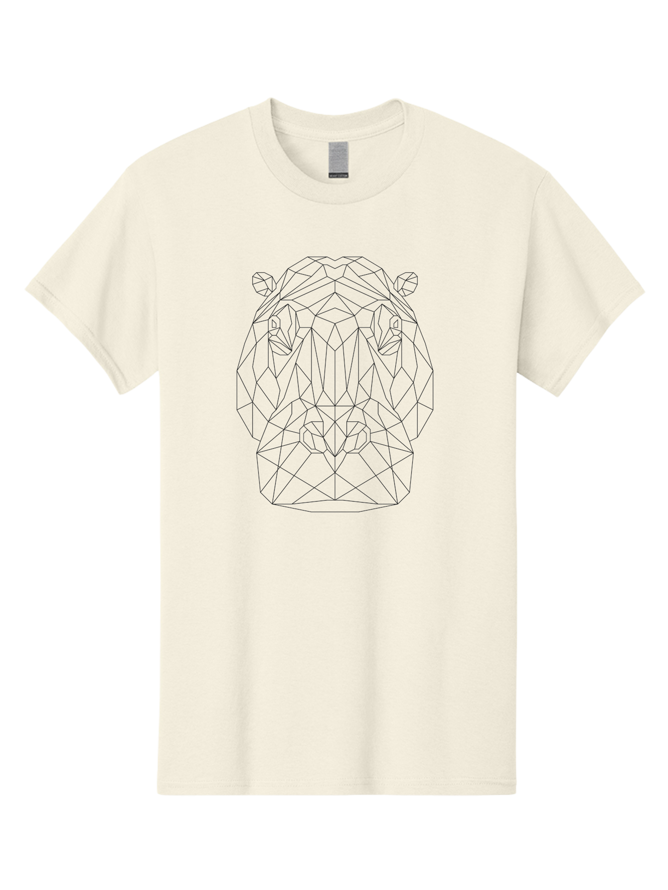 Low-Poly-Hippo-Head Men'S Graphic Tee, 100% Cotton, Comfortable Casual Summer Wear, Machine Washable, Geometric Bear, Linear Art, Minimalist Design, Low Poly Style, Animal Illustration, Abstract Shape, Modern Graphic, Wildlife Silhouette, -  Aaa728 17