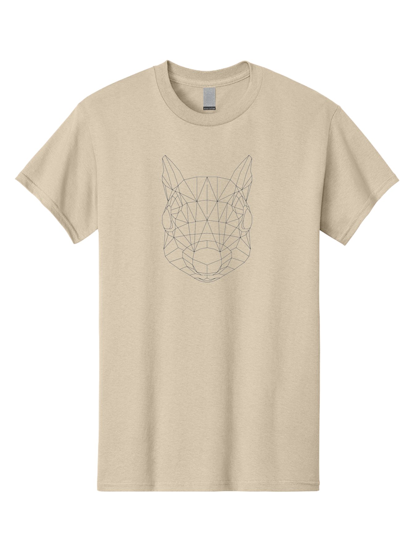 Low-Poly-Wolf-Head Men'S Graphic Tee, 100% Cotton, Comfortable Casual Summer Wear, Machine Washable, Geometric Wolf, Low-Poly Art, Modern Design, Minimalist Style, Abstract Animal, Polygonal Shape, Black Lines, White Background, -  Aaa730