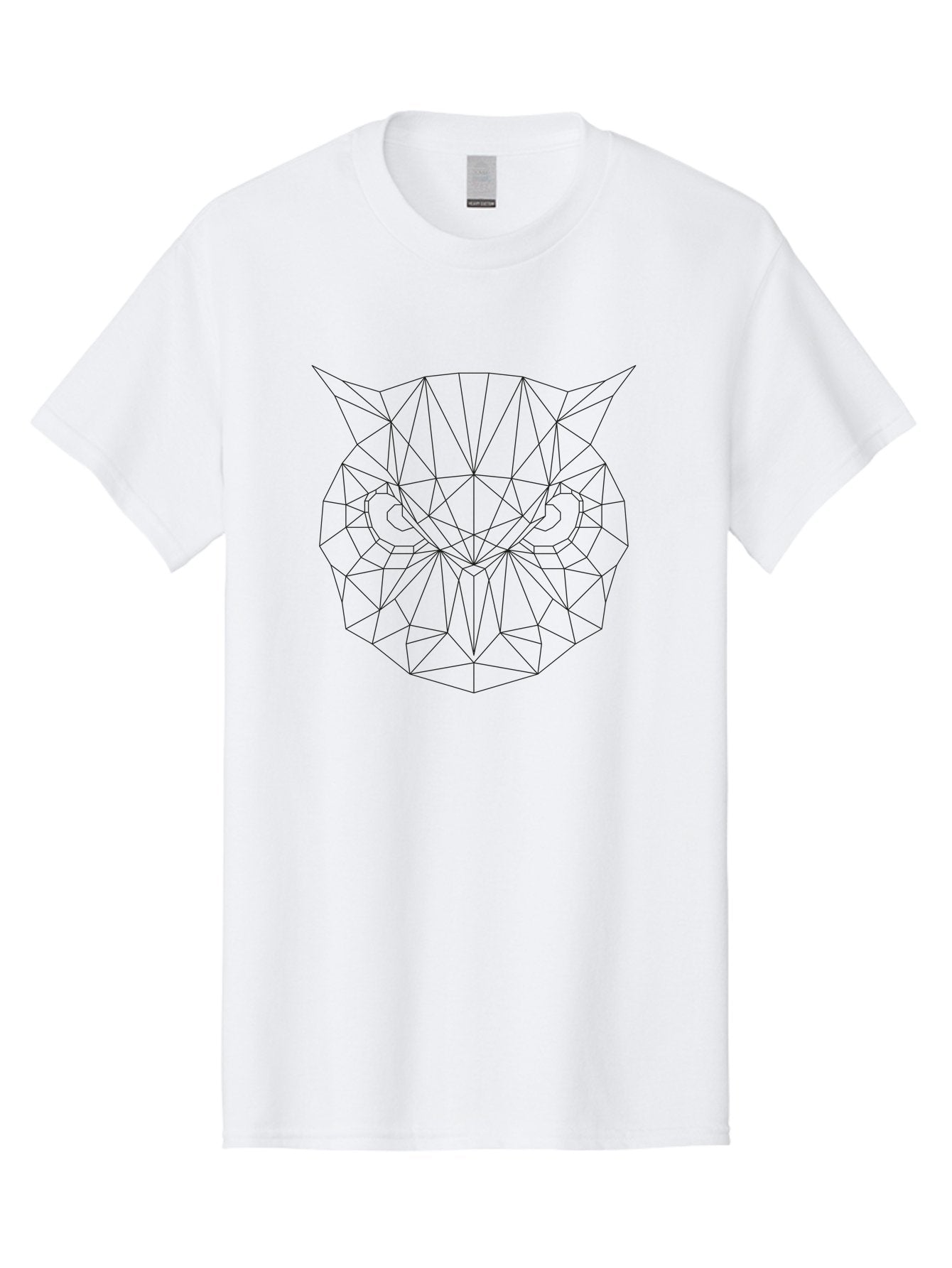 Owl-Face Men'S Graphic Tee, 100% Cotton, Comfortable Casual Summer Wear, Machine Washable, Geometric Cat Face, Low-Poly Art, Minimalist Design, Modern Graphics, Feline Features, Sharp Lines, Digital Illustration, Cat Silhouette -  Aaa731 12