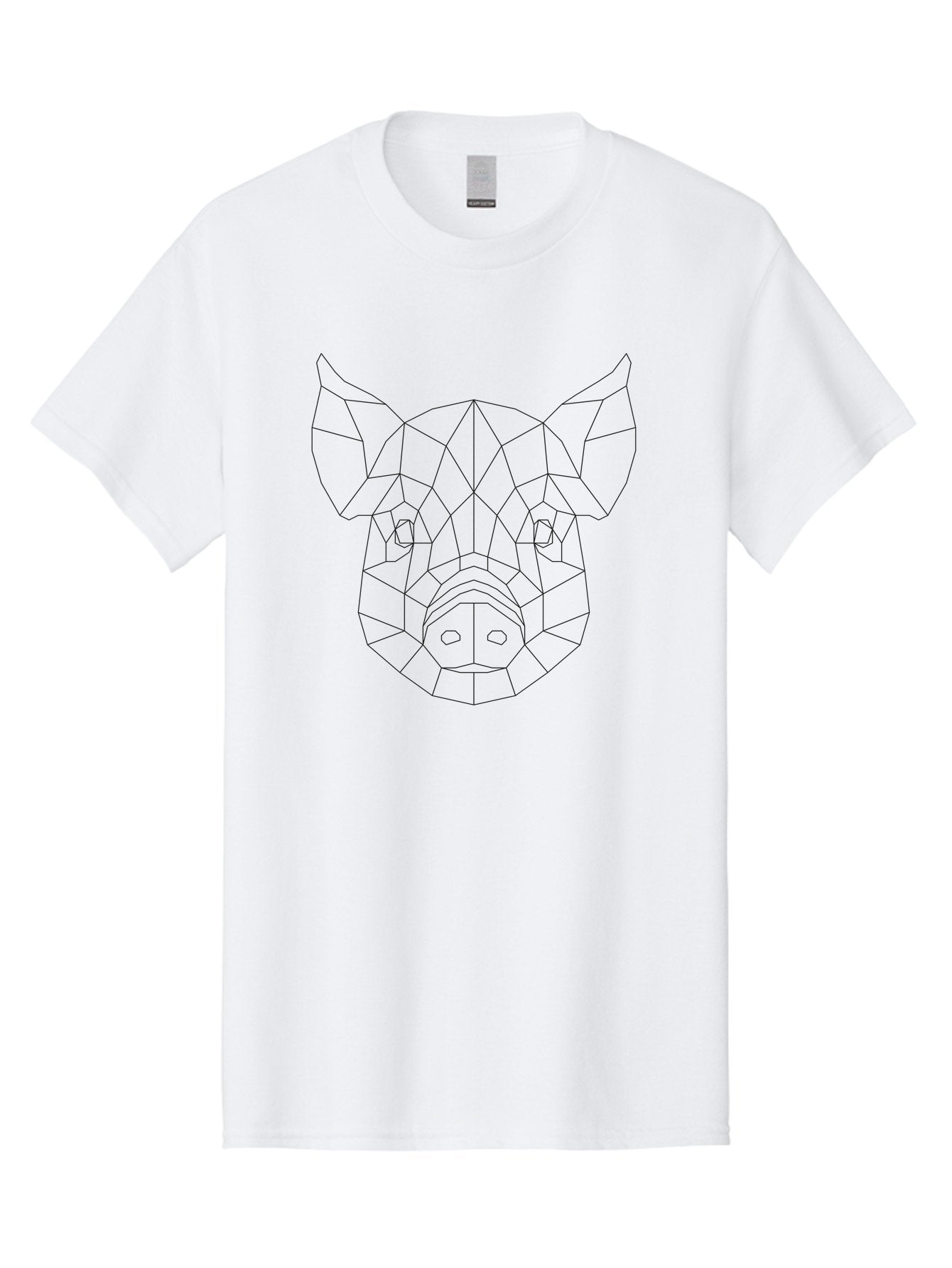 Pig-Head Men'S Graphic Tee, 100% Cotton, Comfortable Casual Summer Wear, Machine Washable, Geometric Pig Head, Modern Art, Polygonal Design, Animal Illustration, Low Poly Art, Pig Face, Angular Shapes, Contemporary Graphics -  Aaa732 10