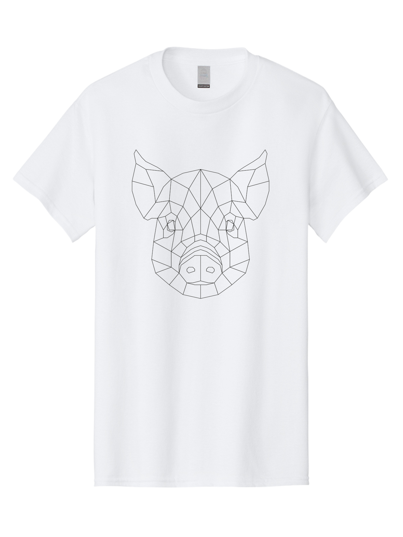 Pig-Head Men'S Graphic Tee, 100% Cotton, Comfortable Casual Summer Wear, Machine Washable, Geometric Pig Head, Modern Art, Polygonal Design, Animal Illustration, Low Poly Art, Pig Face, Angular Shapes, Contemporary Graphics -  Aaa732 29