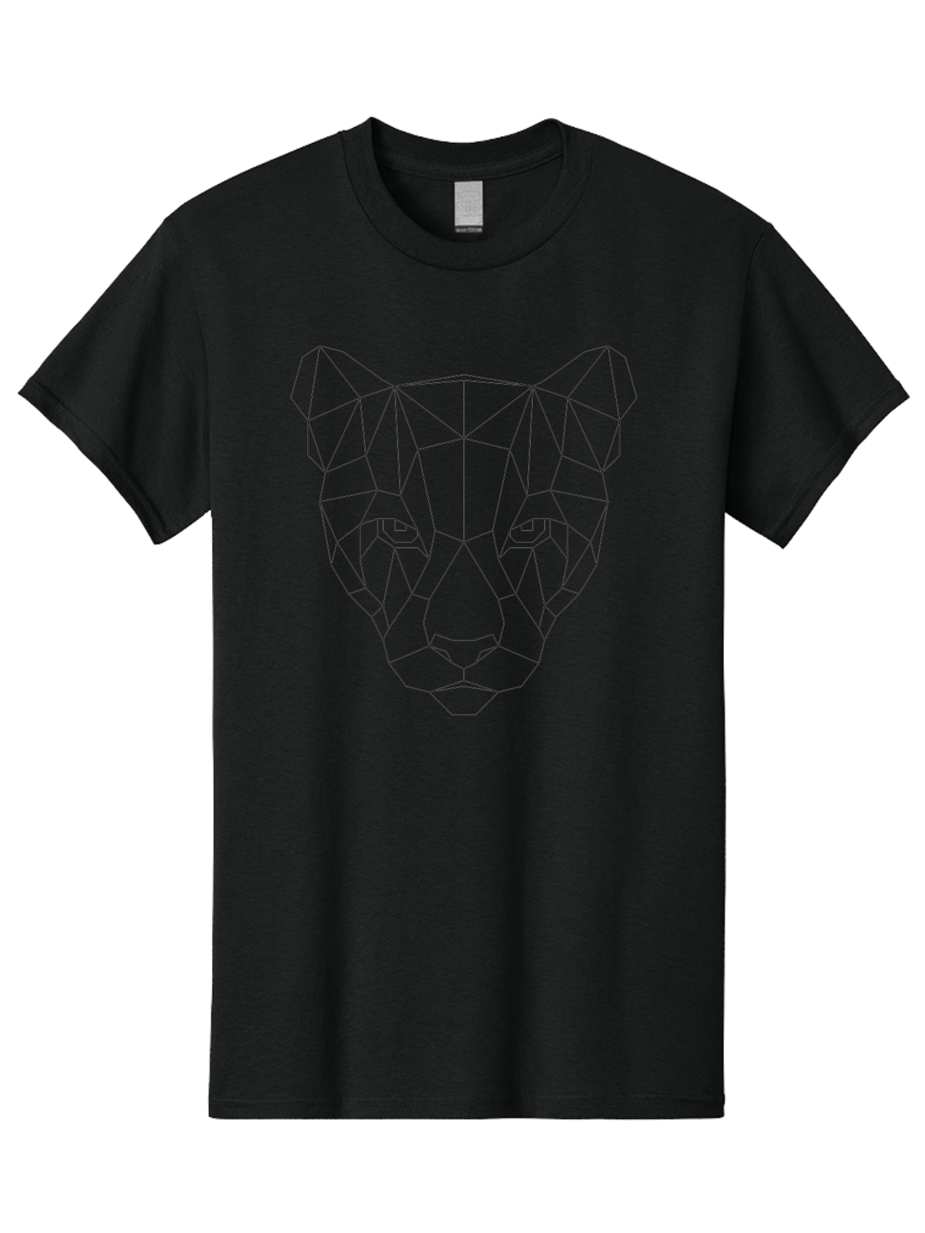 Polygon-Panther-Head Men'S Graphic Tee, 100% Cotton, Comfortable Casual Summer Wear, Machine Washable, Geometric Panther, Low Poly Art, Modern Design, Minimalist Style, Abstract Animal, Futuristic Graphics, Digital Illustration, -  Aaa733
