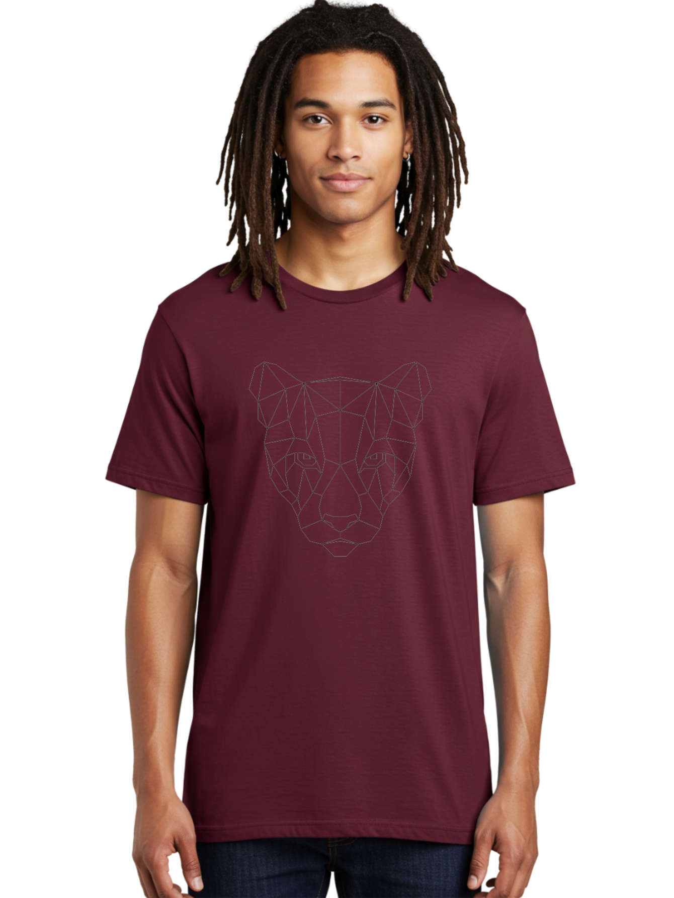 Polygon-Panther-Head Men'S Graphic Tee, 100% Cotton, Comfortable Casual Summer Wear, Machine Washable, Geometric Panther, Low Poly Art, Modern Design, Minimalist Style, Abstract Animal, Futuristic Graphics, Digital Illustration, -  Aaa733 14