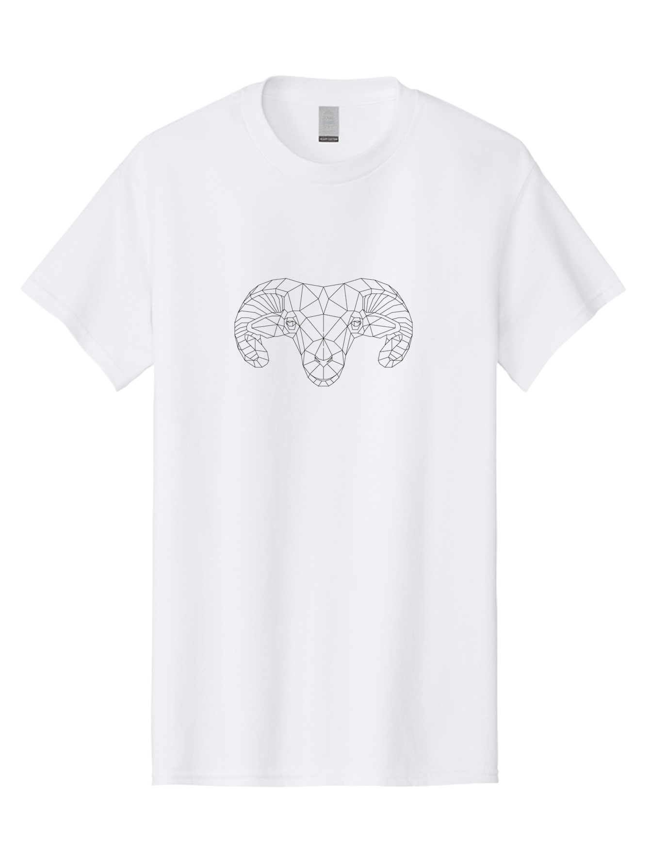 Ram-Head-1 Men'S Graphic Tee, 100% Cotton, Comfortable Casual Summer Wear, Machine Washable, Geometric Ram Head, Low Poly Art, Animal Design, Wildlife Illustration, Abstract Animal, Modern Art, Minimalist Design, Line Art, Black And White -  Aaa734 29