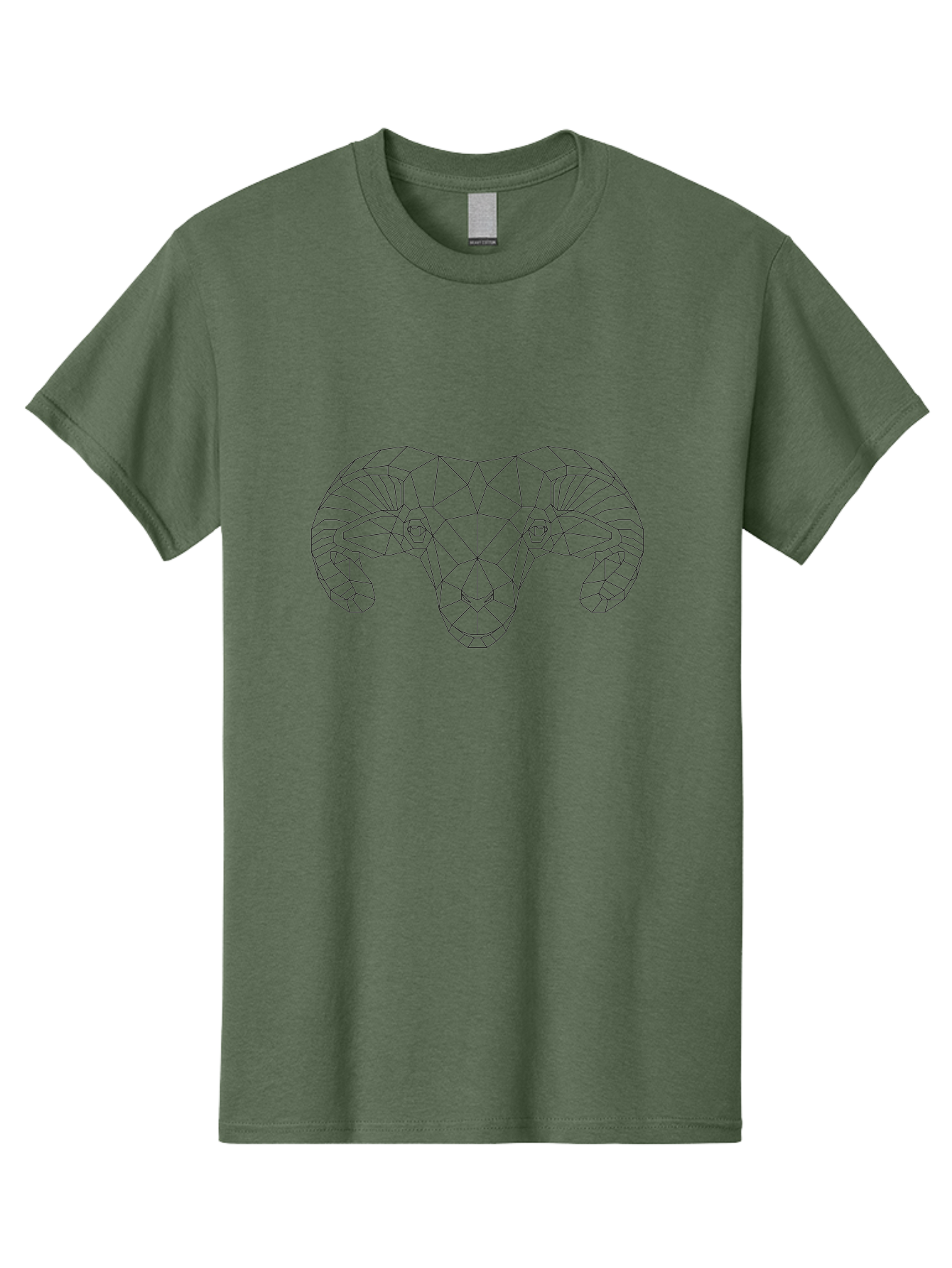 Ram-Head Men'S Graphic Tee, 100% Cotton, Comfortable Casual Summer Wear, Machine Washable, Geometric Ram Head, Low Poly Art, Animal Design, Modern Illustration, Minimalist Style, Black Lines, Abstract Shapes, Polygonal Art, -  Aaa735 15