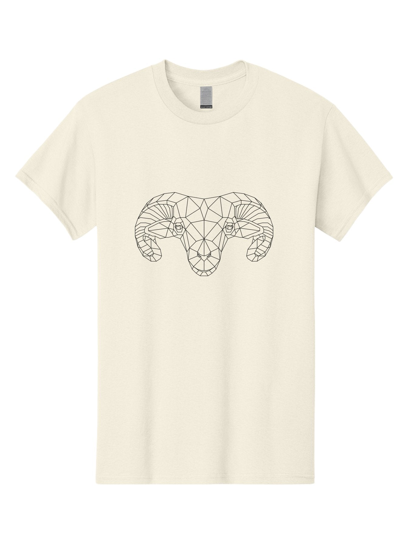 Ram-Head Men'S Graphic Tee, 100% Cotton, Comfortable Casual Summer Wear, Machine Washable, Geometric Ram Head, Low Poly Art, Animal Design, Modern Illustration, Minimalist Style, Black Lines, Abstract Shapes, Polygonal Art, -  Aaa735 7