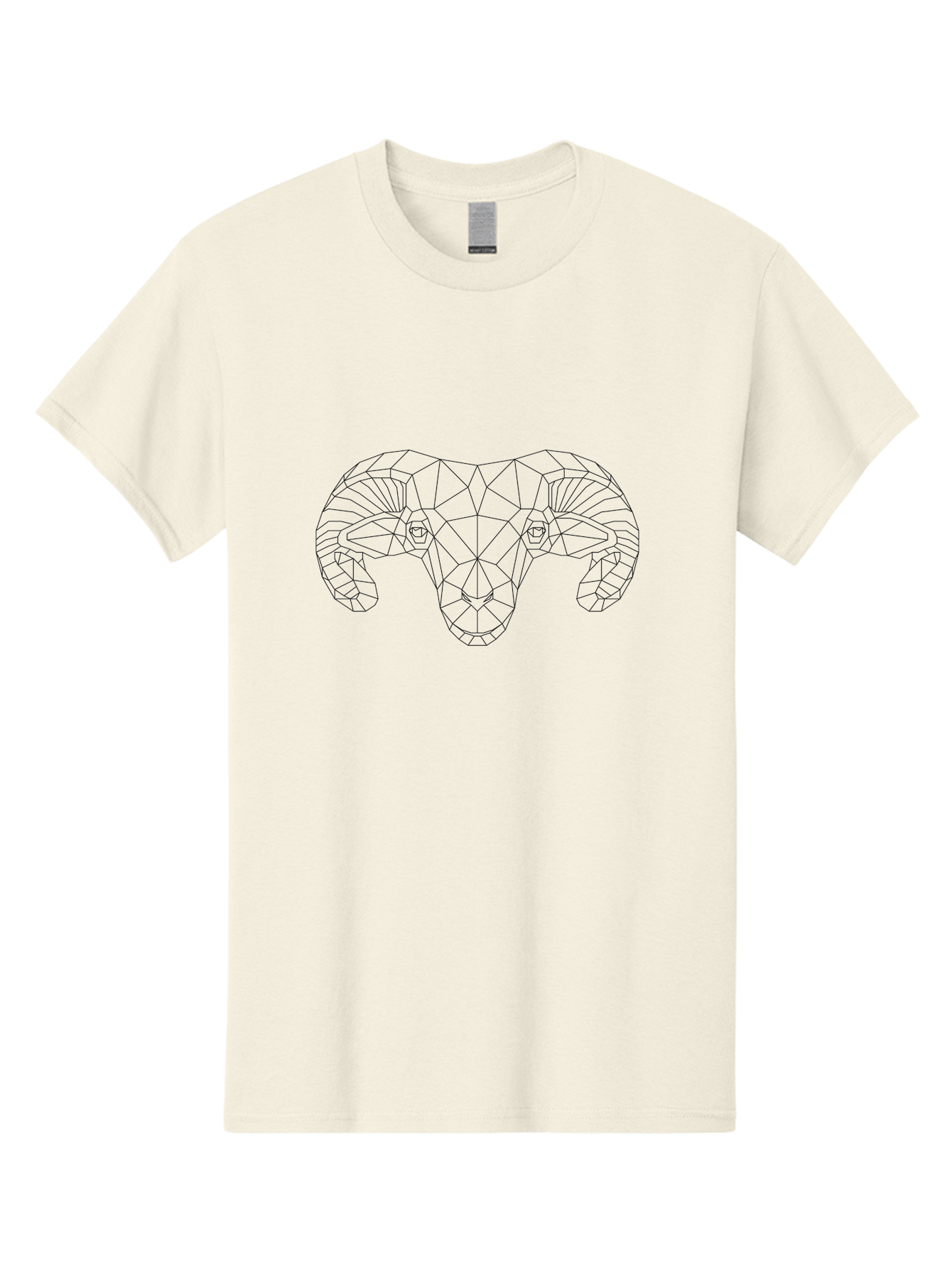Ram-Head Men'S Graphic Tee, 100% Cotton, Comfortable Casual Summer Wear, Machine Washable, Geometric Ram Head, Low Poly Art, Animal Design, Modern Illustration, Minimalist Style, Black Lines, Abstract Shapes, Polygonal Art, -  Aaa735 17