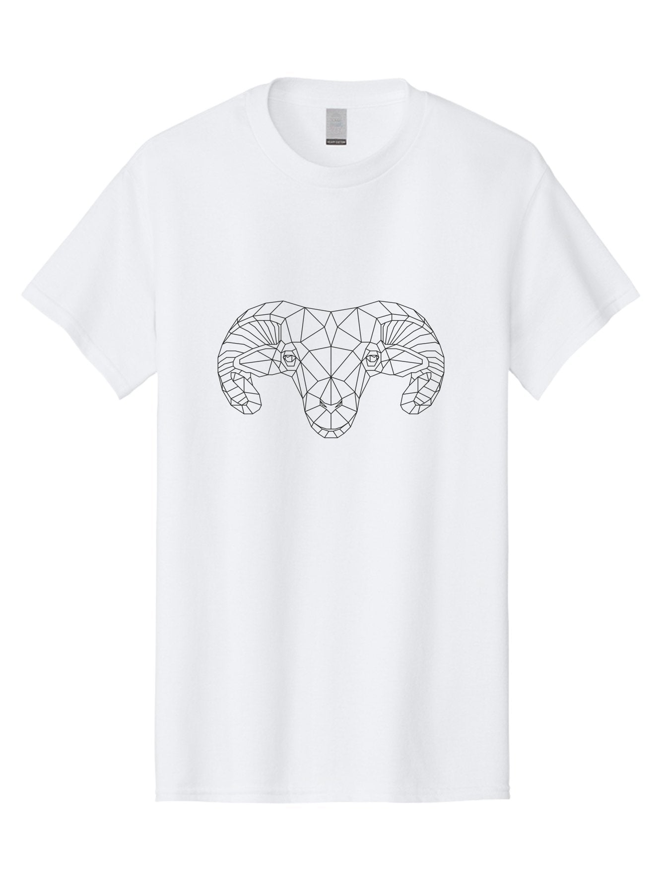 Ram-Head Men'S Graphic Tee, 100% Cotton, Comfortable Casual Summer Wear, Machine Washable, Geometric Ram Head, Low Poly Art, Animal Design, Modern Illustration, Minimalist Style, Black Lines, Abstract Shapes, Polygonal Art, -  Aaa735 4
