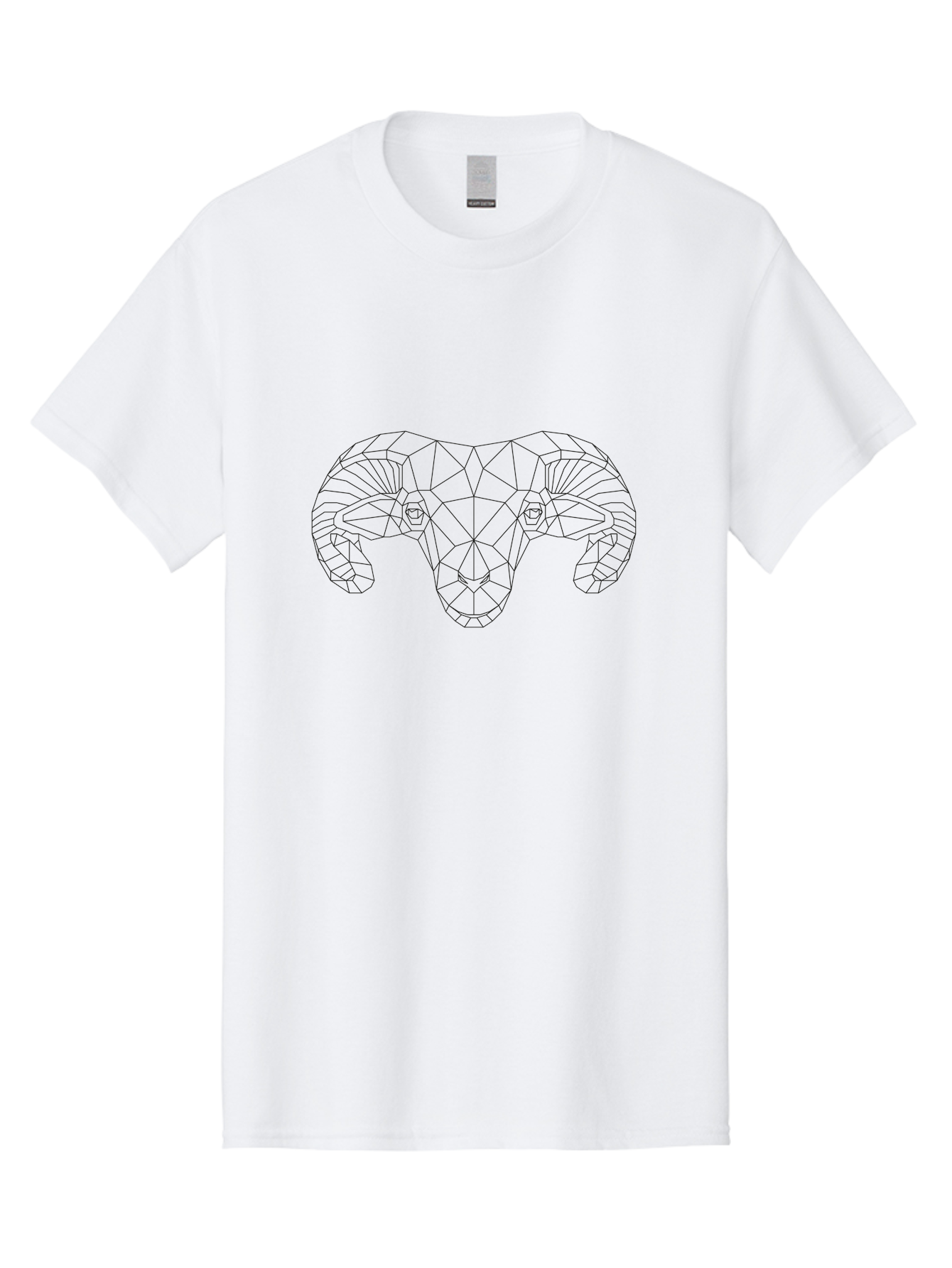 Ram-Head Men'S Graphic Tee, 100% Cotton, Comfortable Casual Summer Wear, Machine Washable, Geometric Ram Head, Low Poly Art, Animal Design, Modern Illustration, Minimalist Style, Black Lines, Abstract Shapes, Polygonal Art, -  Aaa735 29