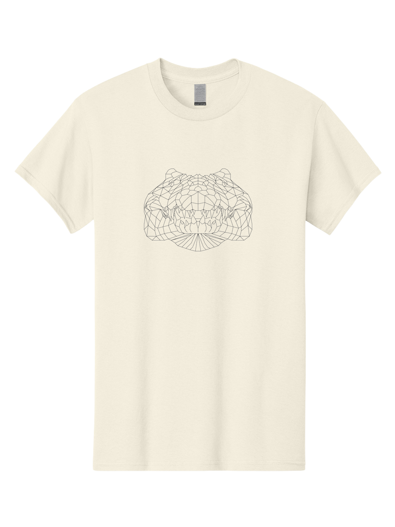 Snake-Head Men'S Graphic Tee, 100% Cotton, Comfortable Casual Summer Wear, Machine Washable, Geometric Crocodile, Polygonal Art, Black And White Design, Reptile Head, Sharp Teeth, Modern Illustration, Wildlife Art -  Aaa737 17