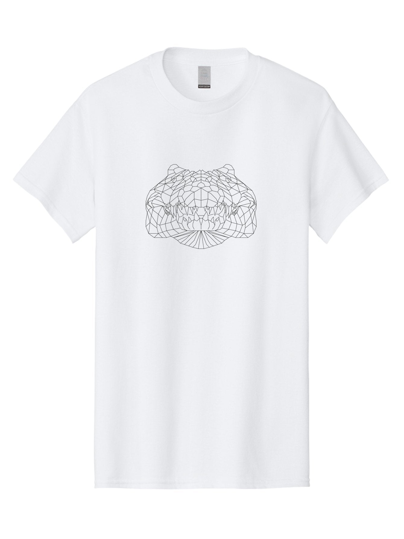 Snake-Head Men'S Graphic Tee, 100% Cotton, Comfortable Casual Summer Wear, Machine Washable, Geometric Crocodile, Polygonal Art, Black And White Design, Reptile Head, Sharp Teeth, Modern Illustration, Wildlife Art -  Aaa737 14