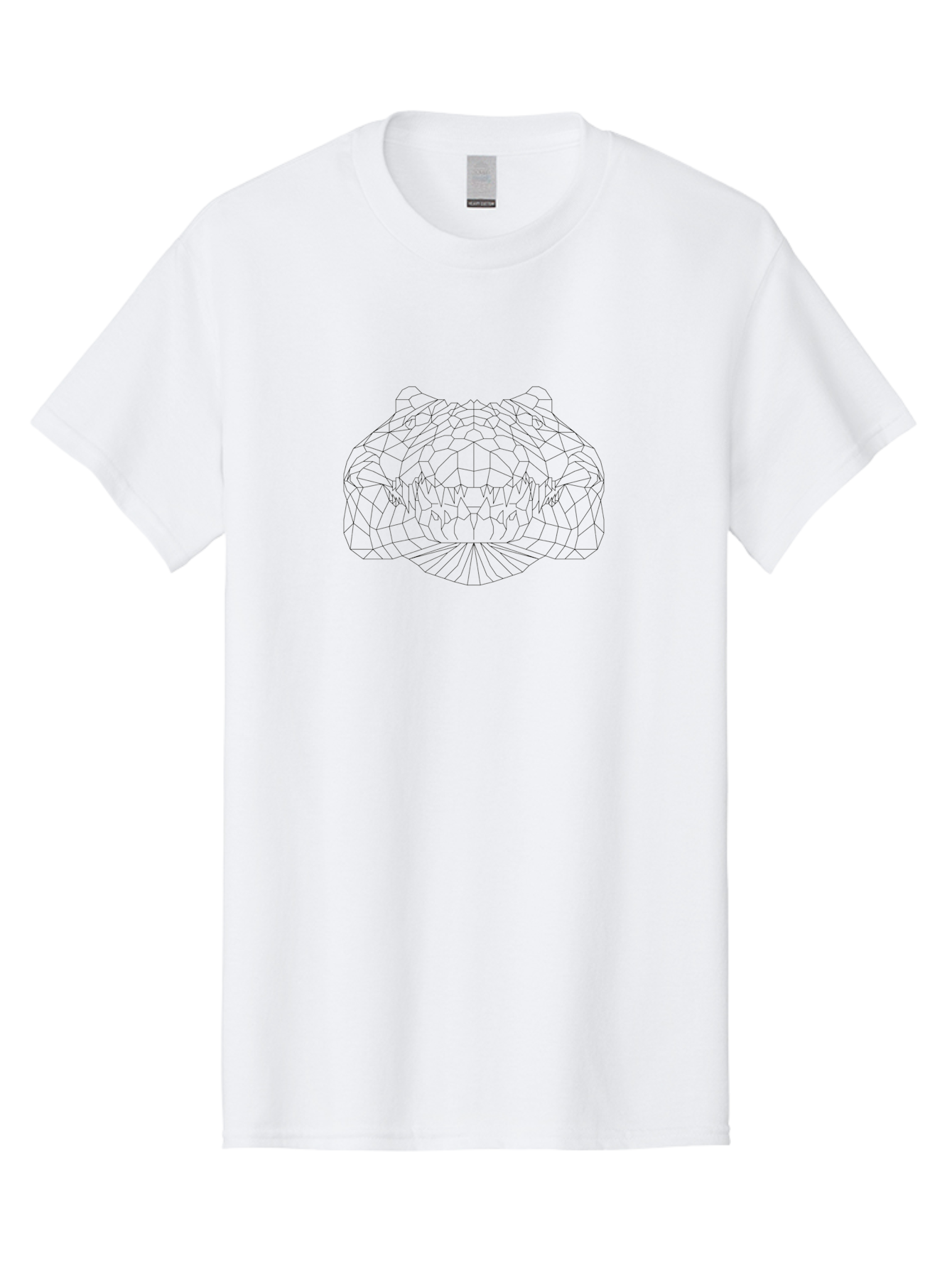 Snake-Head Men'S Graphic Tee, 100% Cotton, Comfortable Casual Summer Wear, Machine Washable, Geometric Crocodile, Polygonal Art, Black And White Design, Reptile Head, Sharp Teeth, Modern Illustration, Wildlife Art -  Aaa737 29