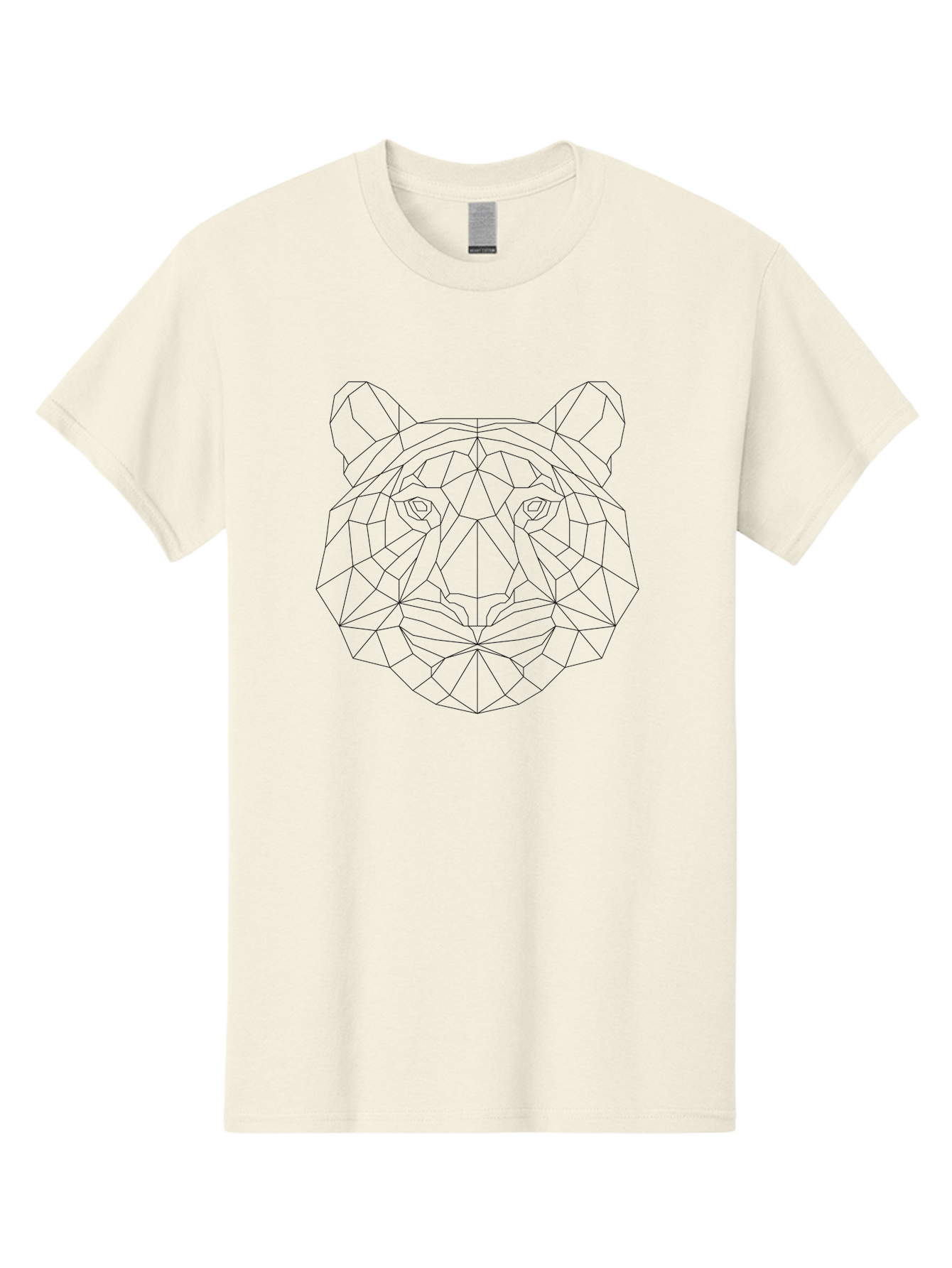 Tiger-Head Men'S Graphic Tee, 100% Cotton, Comfortable Casual Summer Wear, Machine Washable, Geometric Tiger Face, Low Poly Art, Tiger Illustration, Animal Design, Polygon Art, Modern Graphics, Wildlife Art, Digital Illustration, -  Aaa738 17