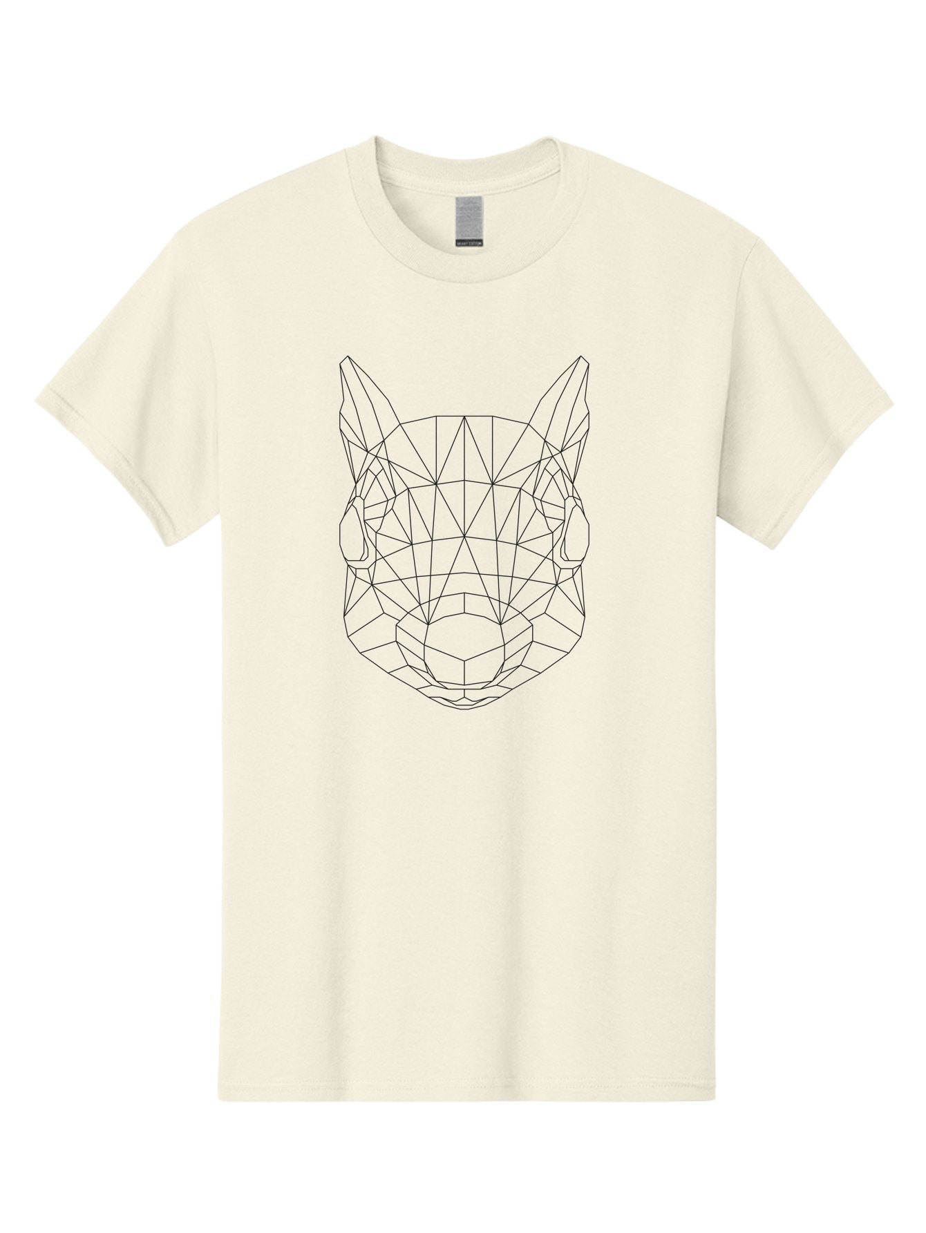 Wolf-Head Men'S Graphic Tee, 100% Cotton, Comfortable Casual Summer Wear, Machine Washable, Wolf Head, Low Poly Art, Geometric Design, Modern Illustration, Futuristic Style, Digital Graphics, Abstract Animal, Polygon Mesh -  Aaa739