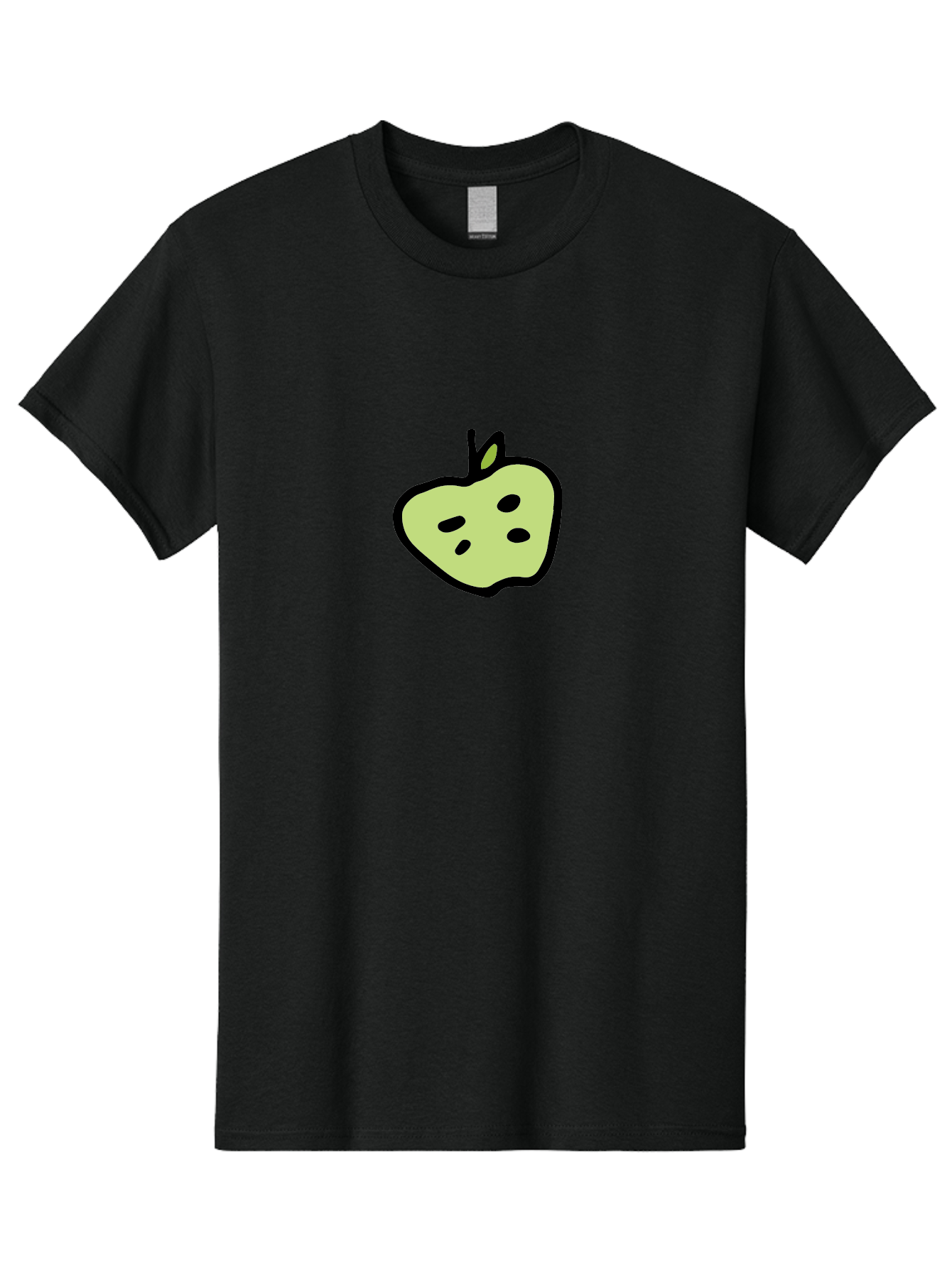 Apple Men'S Graphic Tee, 100% Cotton, Comfortable Casual Summer Wear, Machine Washable, Cartoon Apple, Simple Illustration, Green Apple, Black Outline, Leafy Stem, Seeded Fruit, Digital Art, Cute Design -  Aaa740 9
