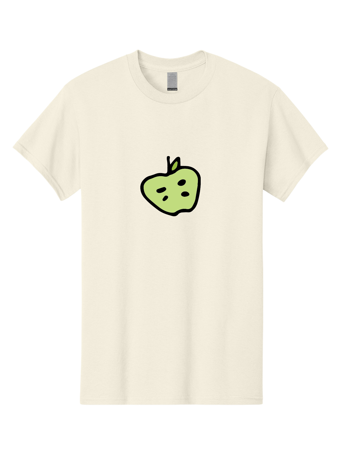 Apple Men'S Graphic Tee, 100% Cotton, Comfortable Casual Summer Wear, Machine Washable, Cartoon Apple, Simple Illustration, Green Apple, Black Outline, Leafy Stem, Seeded Fruit, Digital Art, Cute Design -  Aaa740 11