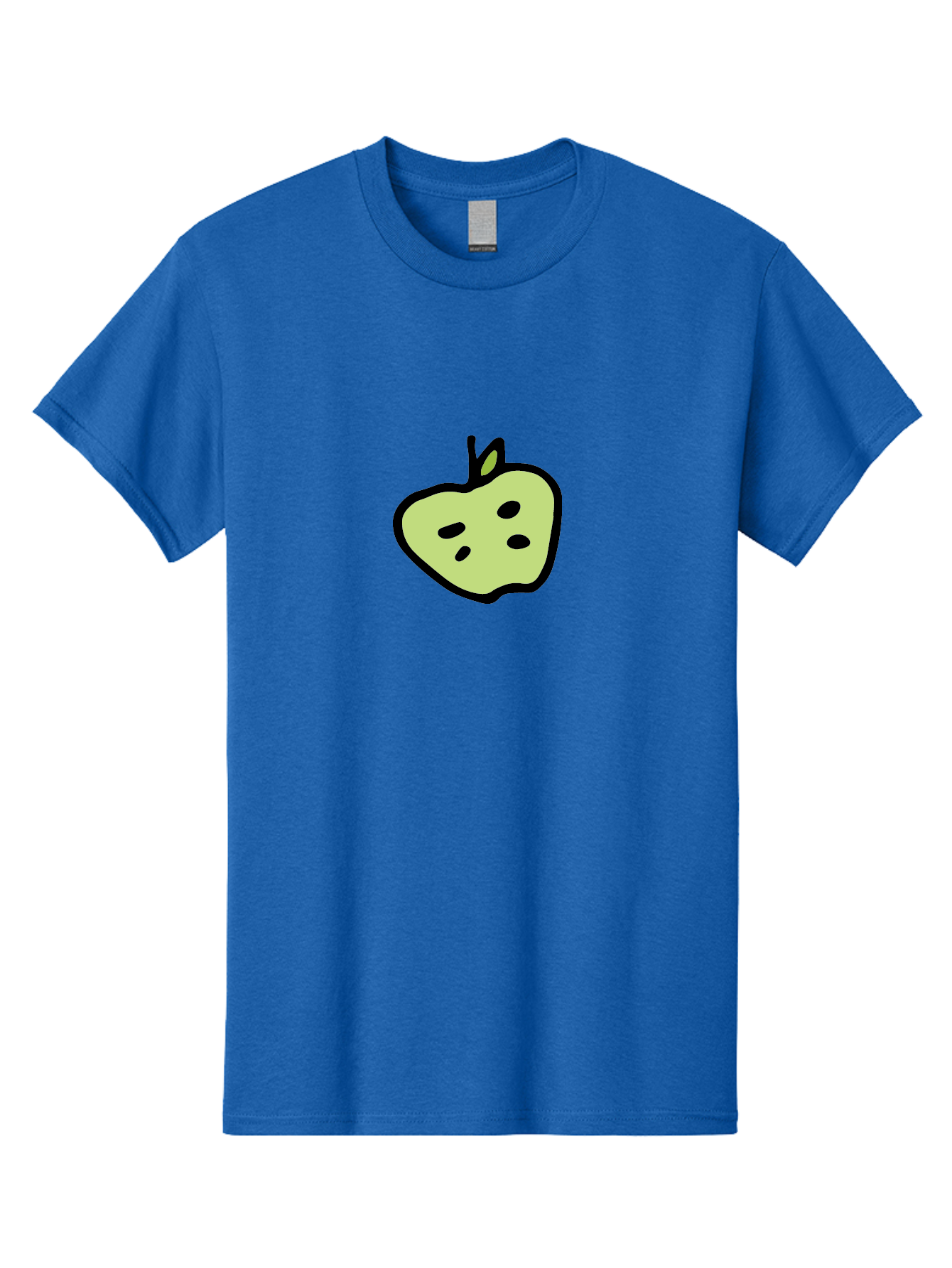 Apple Men'S Graphic Tee, 100% Cotton, Comfortable Casual Summer Wear, Machine Washable, Cartoon Apple, Simple Illustration, Green Apple, Black Outline, Leafy Stem, Seeded Fruit, Digital Art, Cute Design -  Aaa740 5