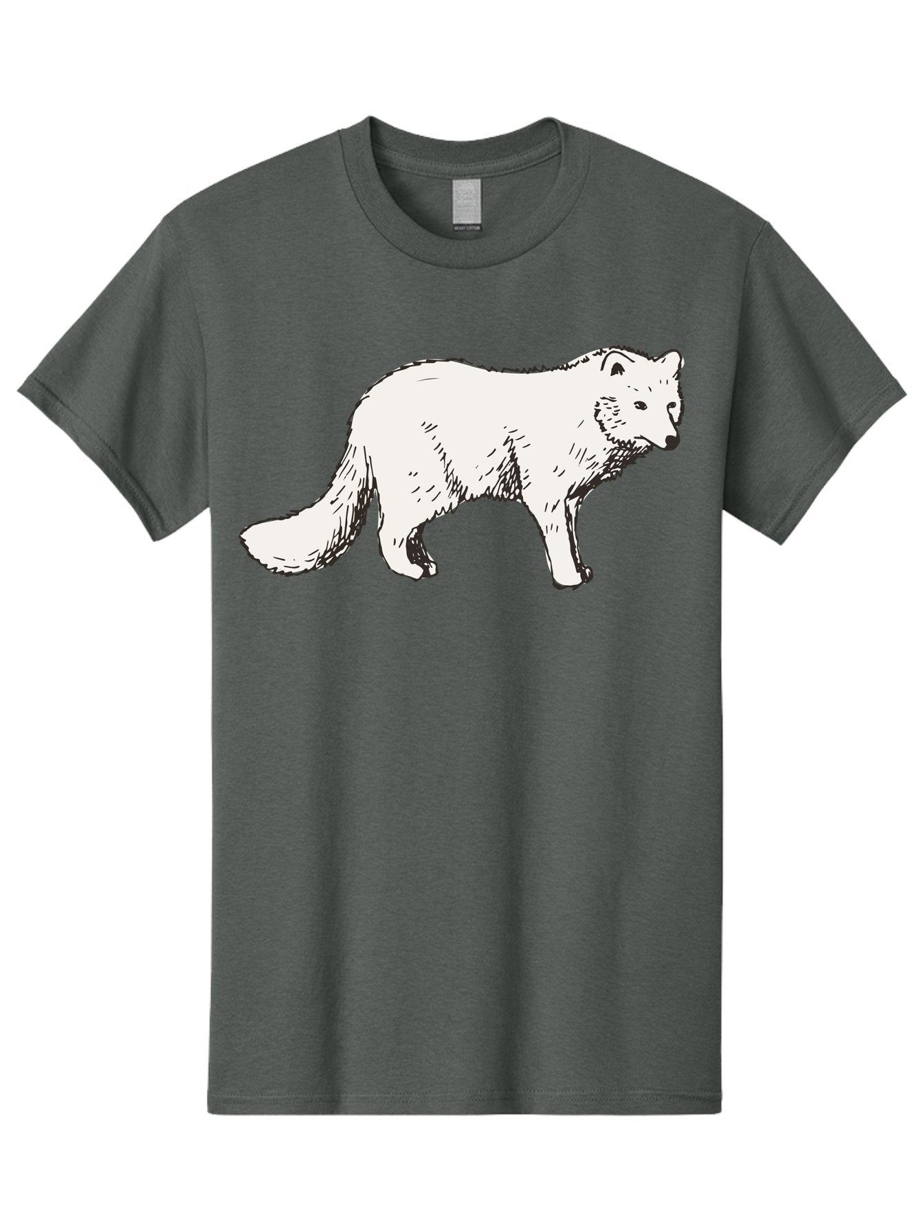 Arctic-Fox Men'S Graphic Tee, 100% Cotton, Comfortable Casual Summer Wear, Machine Washable, Arctic Fox, White Fur, Wild Animal, Wildlife Illustration, Cartoon Style, Simple Lines, Hand-Drawn, Furry Texture, Animal Portrait -  Aaa741