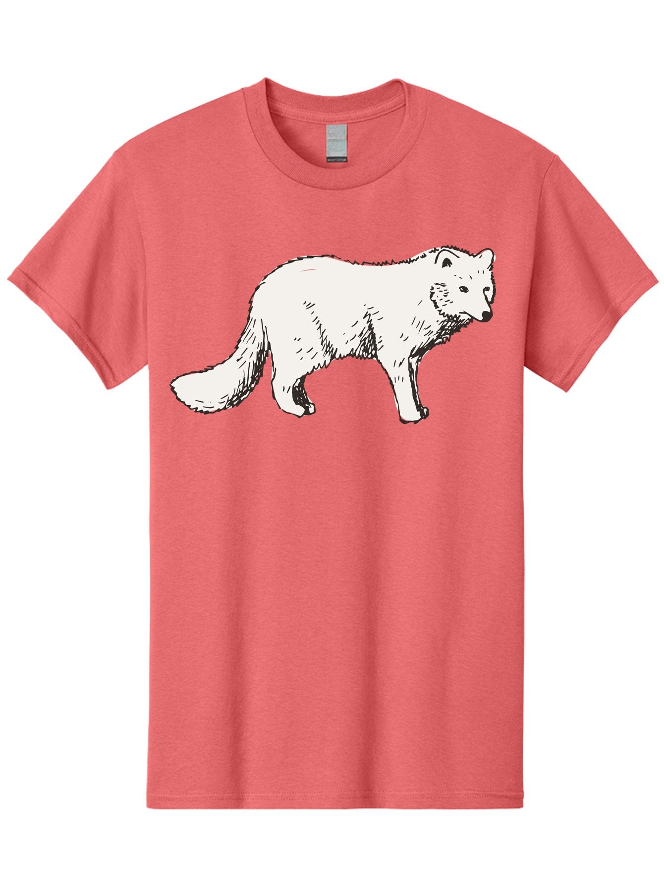 Arctic-Fox Men'S Graphic Tee, 100% Cotton, Comfortable Casual Summer Wear, Machine Washable, Arctic Fox, White Fur, Wild Animal, Wildlife Illustration, Cartoon Style, Simple Lines, Hand-Drawn, Furry Texture, Animal Portrait -  Aaa741 7