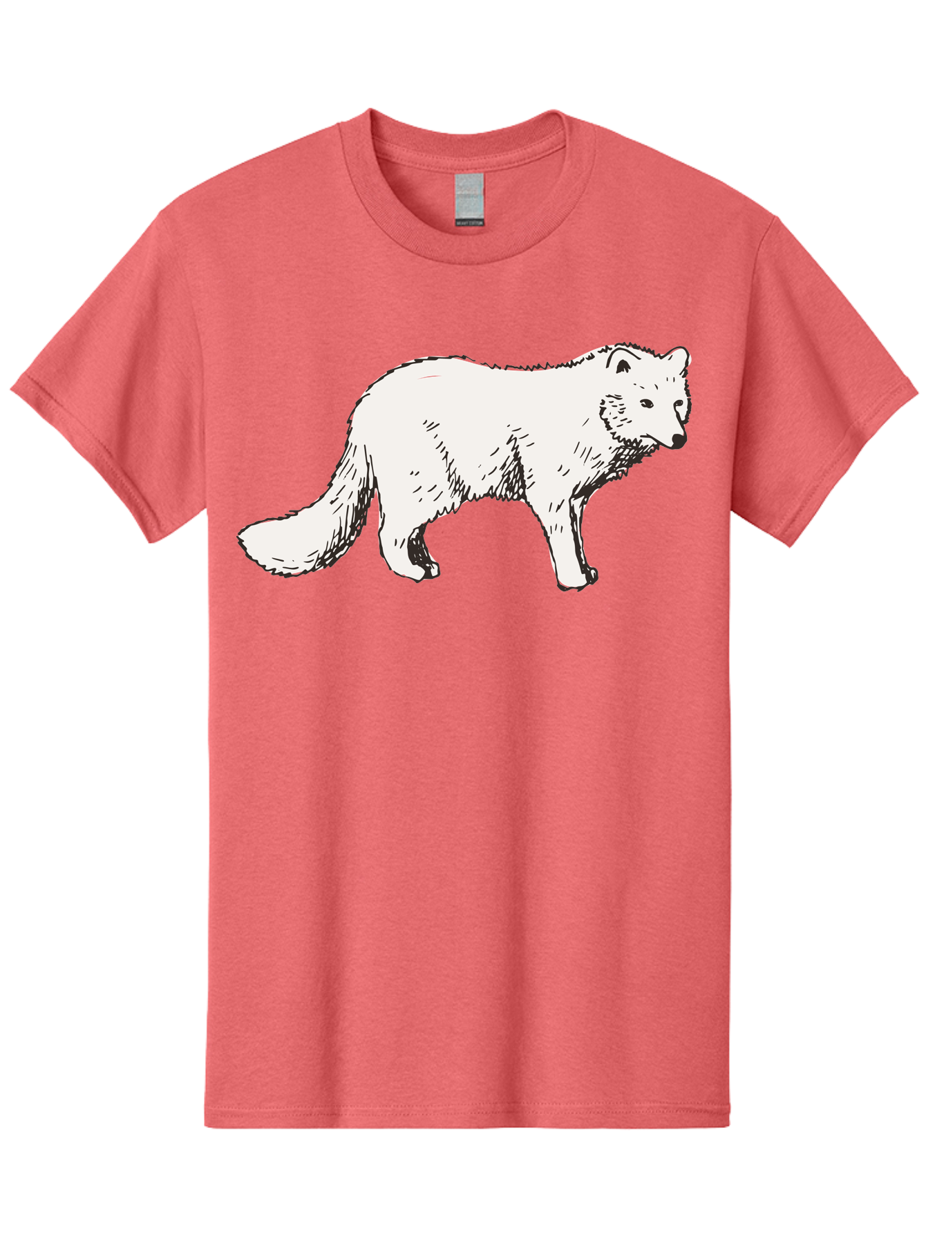 Arctic-Fox Men'S Graphic Tee, 100% Cotton, Comfortable Casual Summer Wear, Machine Washable, Arctic Fox, White Fur, Wild Animal, Wildlife Illustration, Cartoon Style, Simple Lines, Hand-Drawn, Furry Texture, Animal Portrait -  Aaa741 19